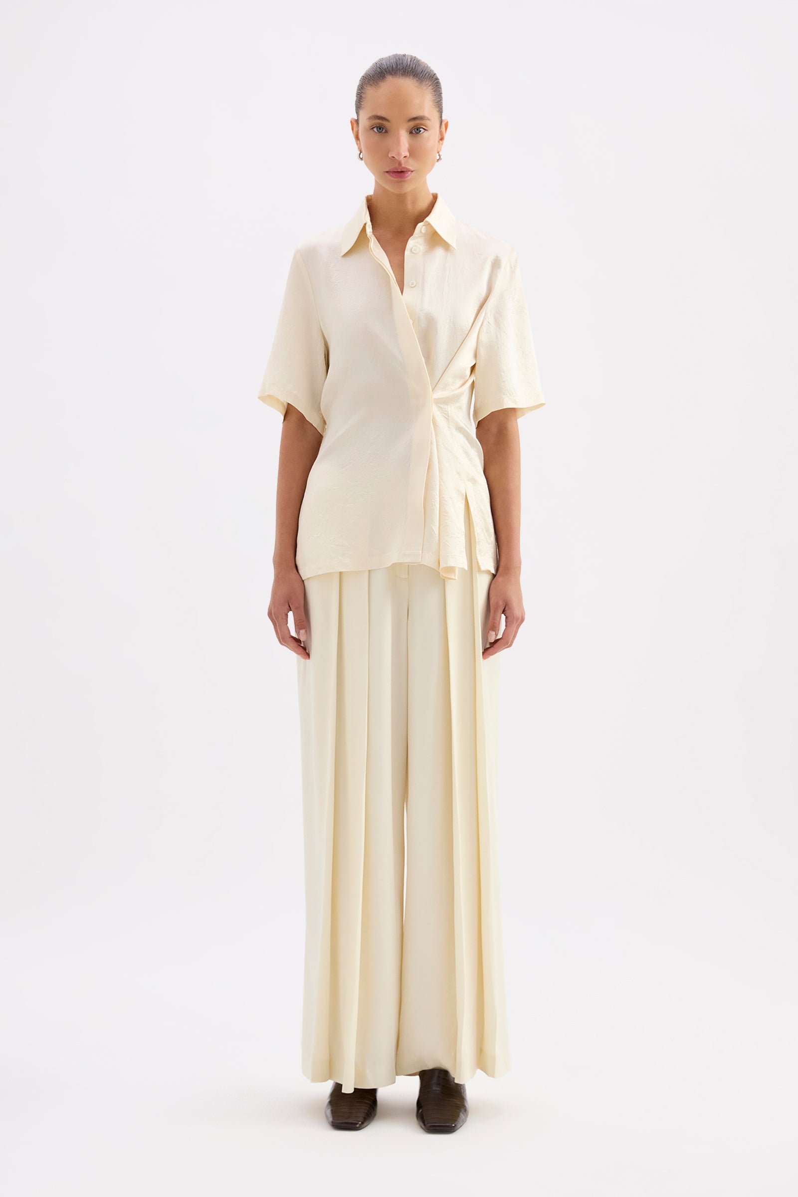 Allegra Satin Shirt Champagne 