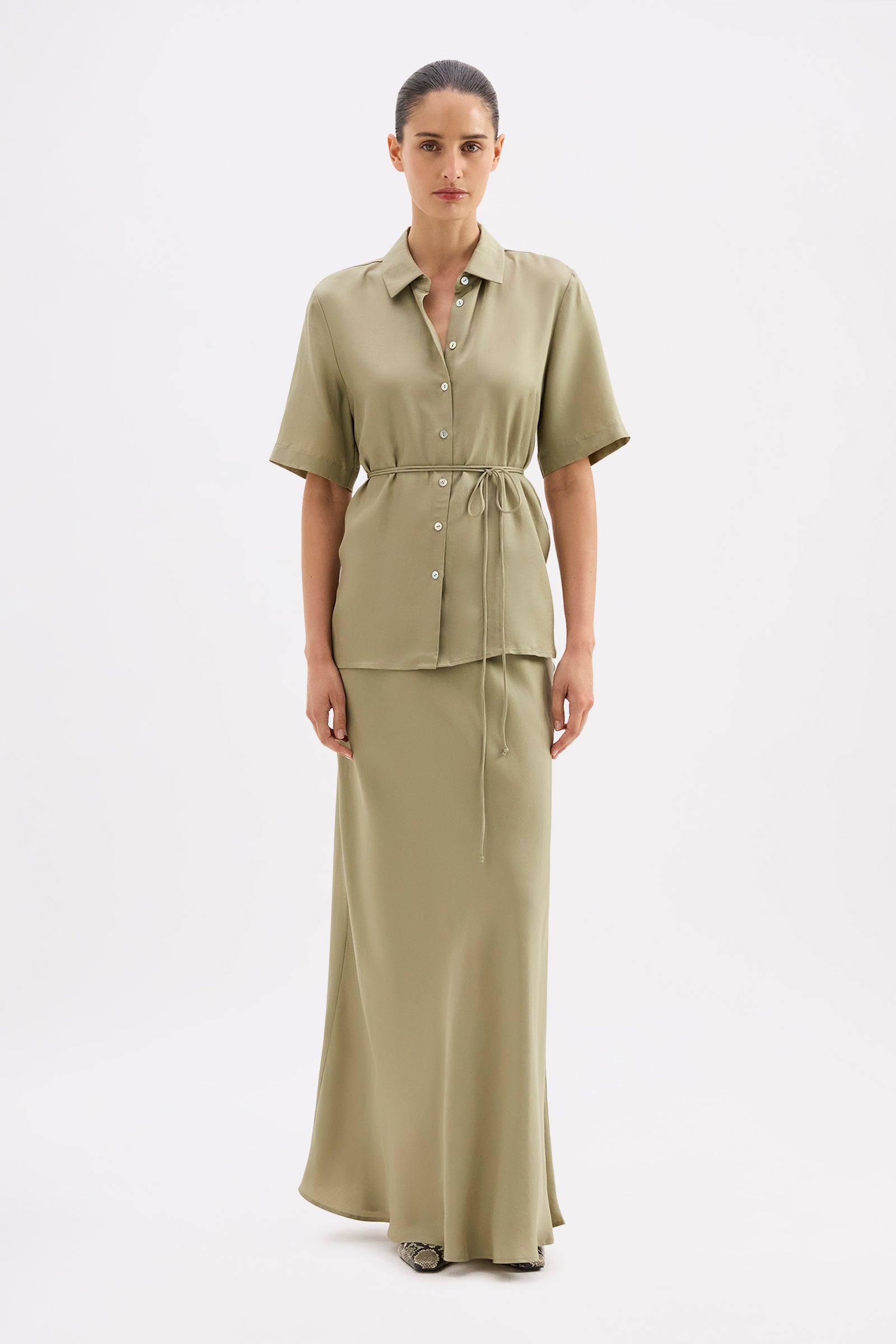 Lawton Tencel Skirt Dusty Sage 