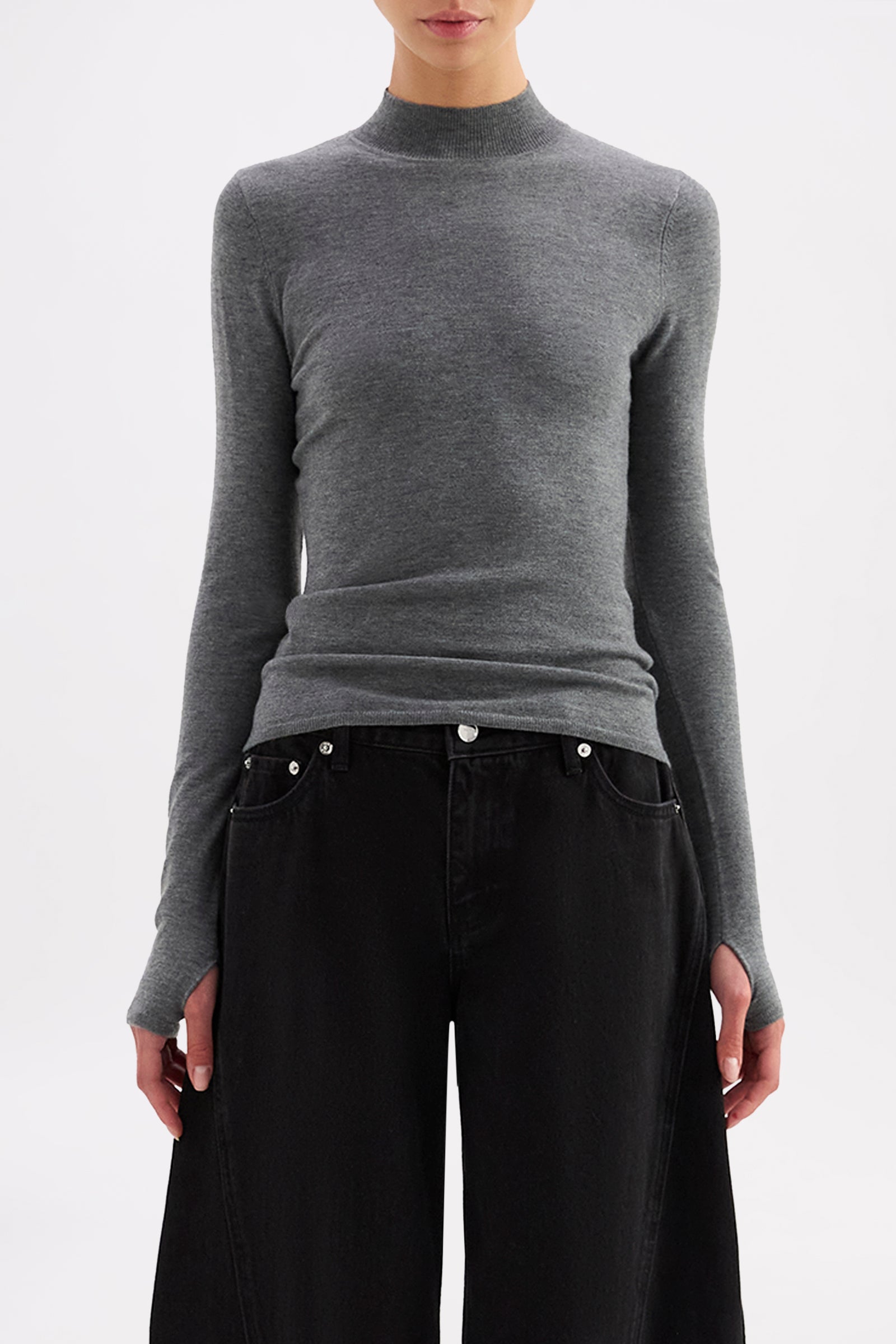 Sibel Classic Turtleneck Knit Charcoal 