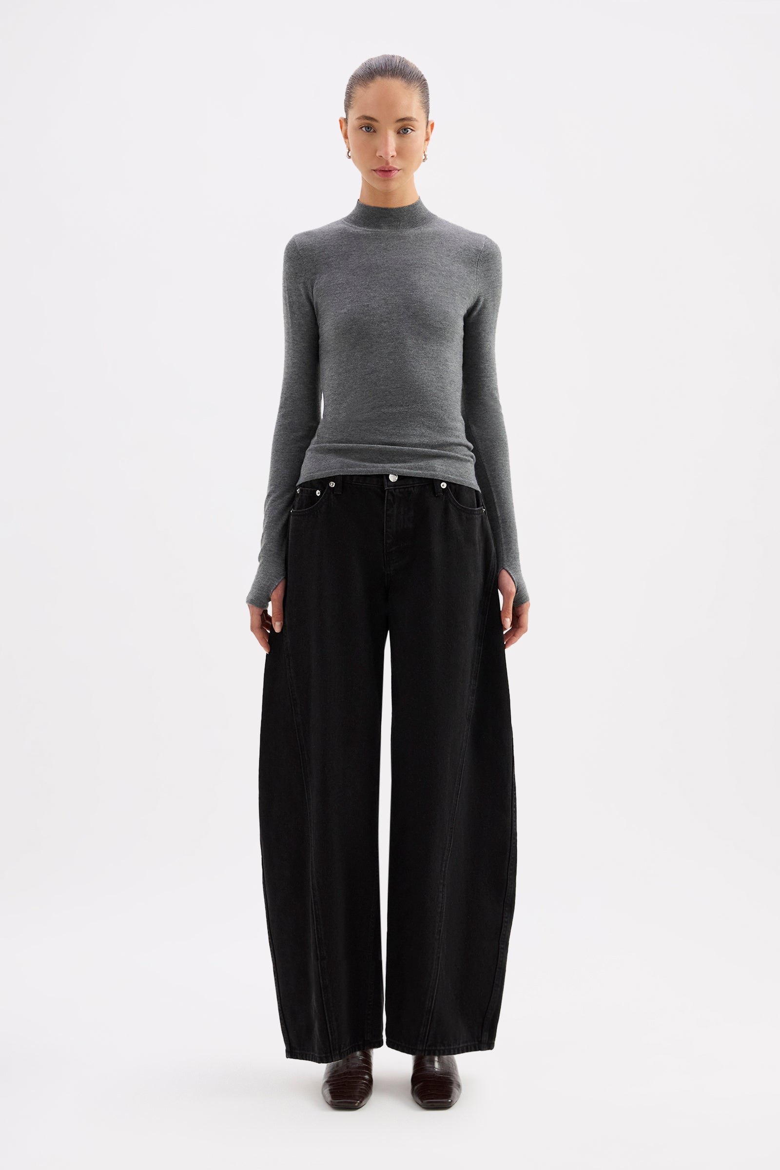 Sibel Classic Turtleneck Knit Charcoal 