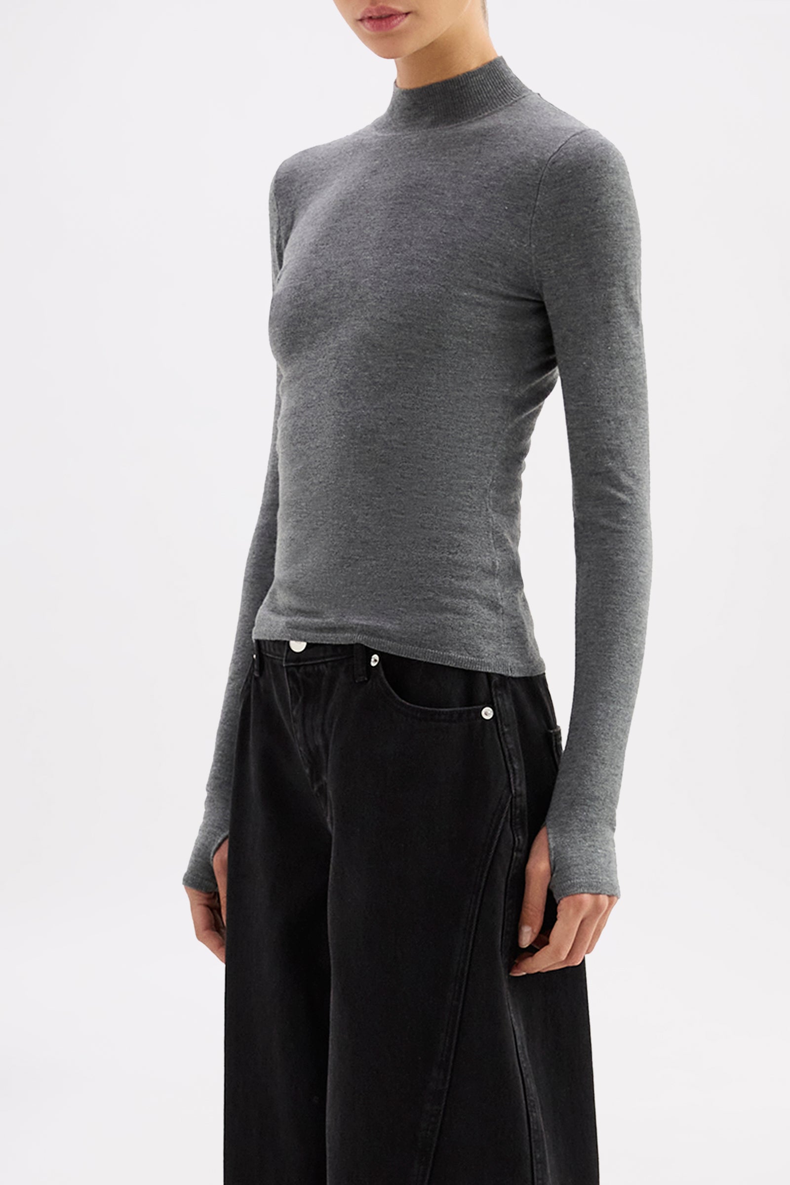 Sibel Classic Turtleneck Knit Charcoal 