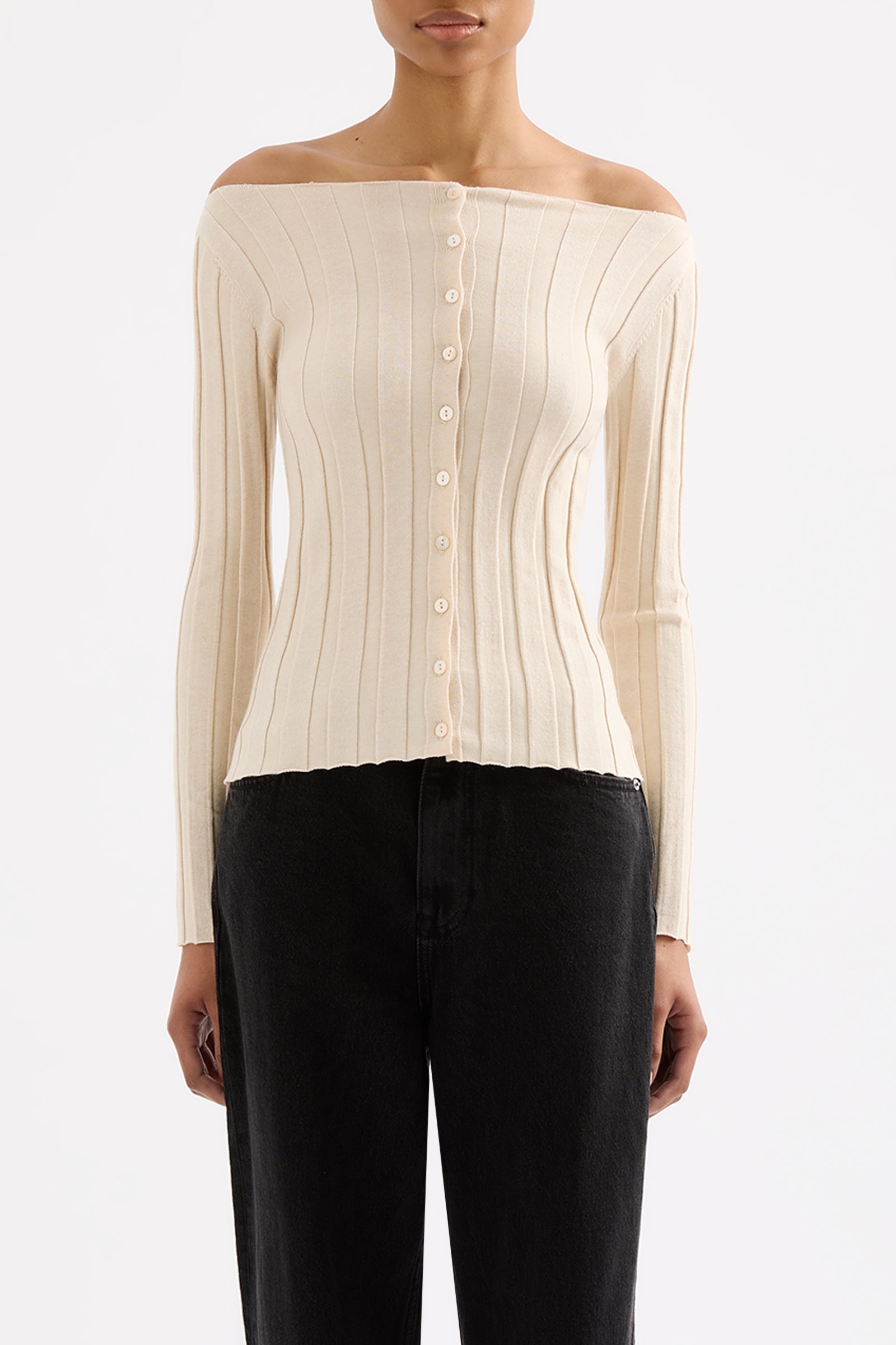 Aneke Knit Top Cream Marle 