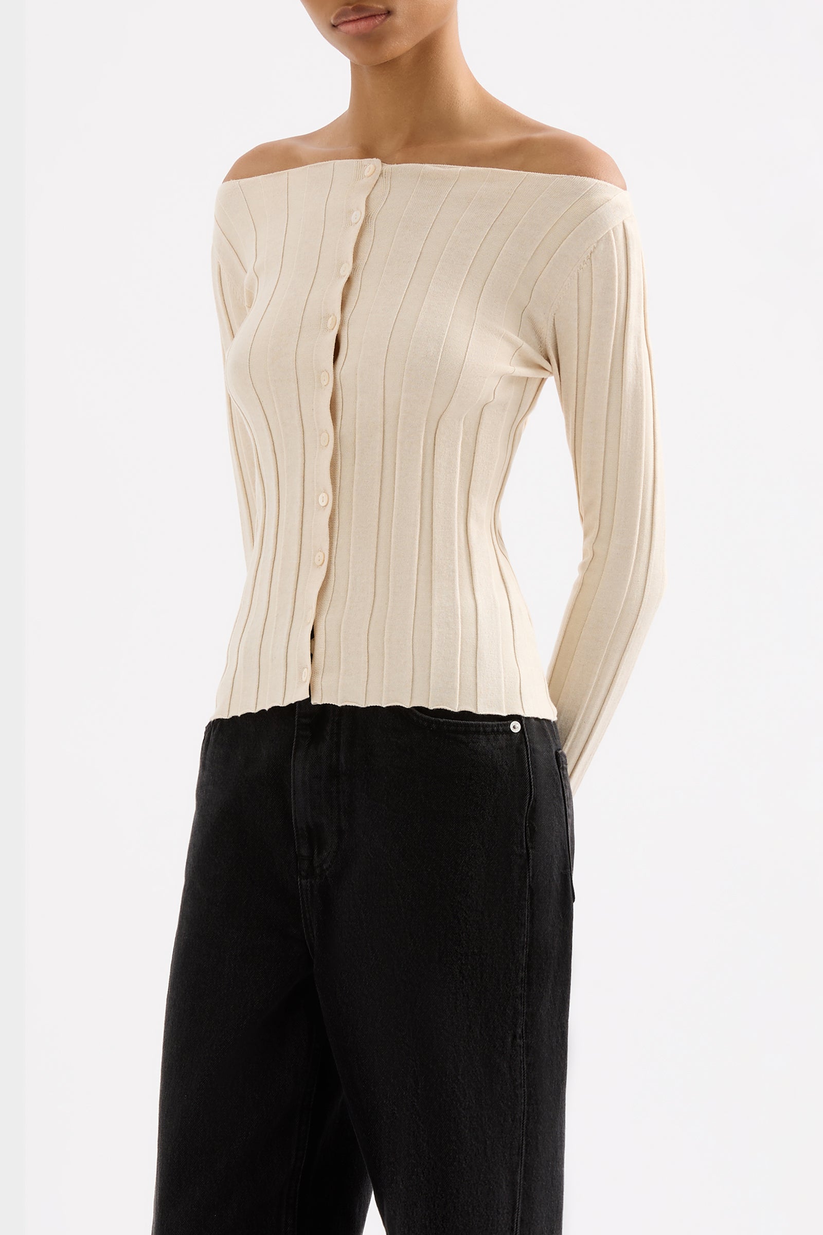 Aneke Knit Top Cream Marle 