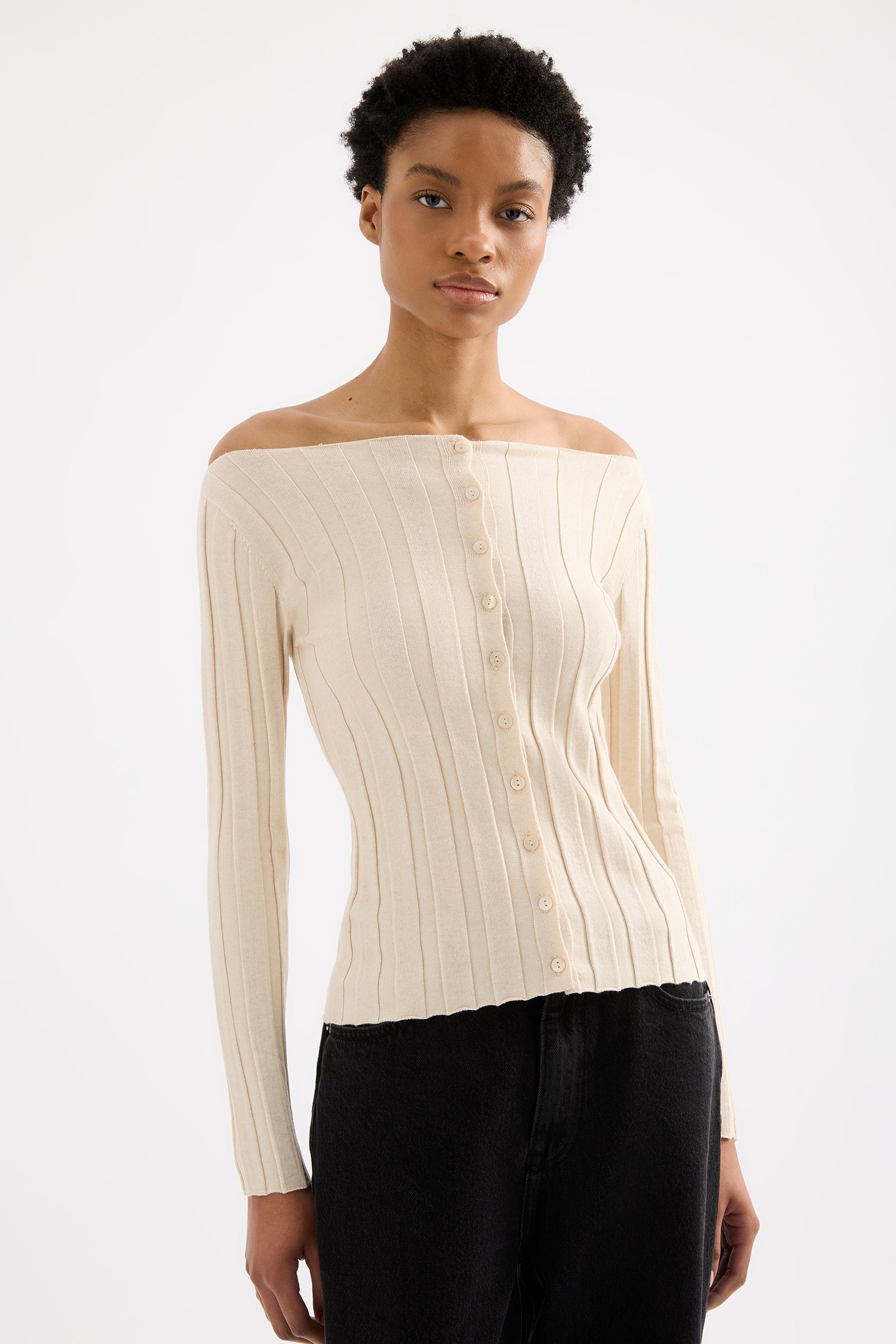 Aneke Knit Top Cream Marle 
