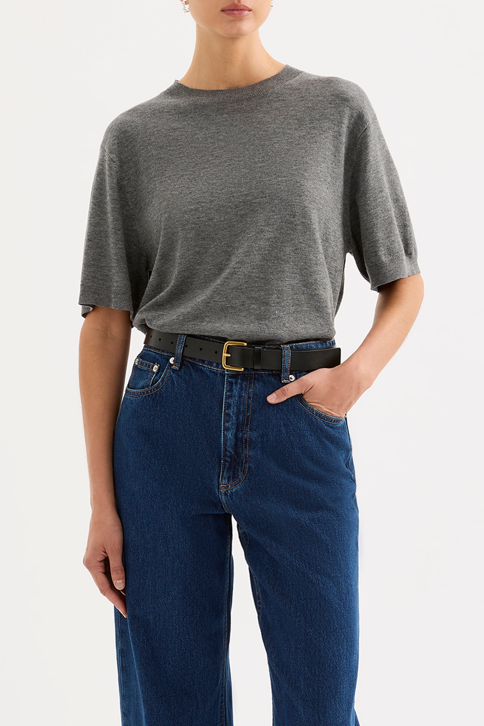 Rae Knit Tee Charcoal 
