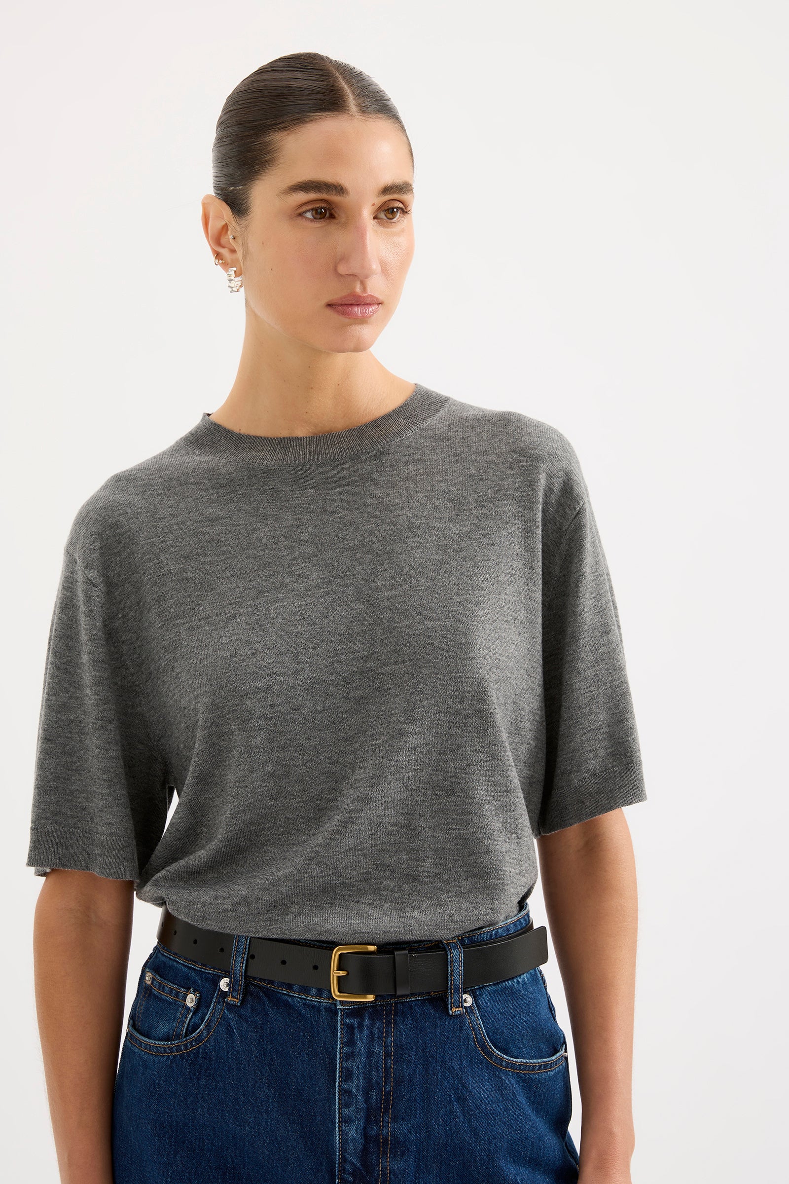 Rae Knit Tee Charcoal 