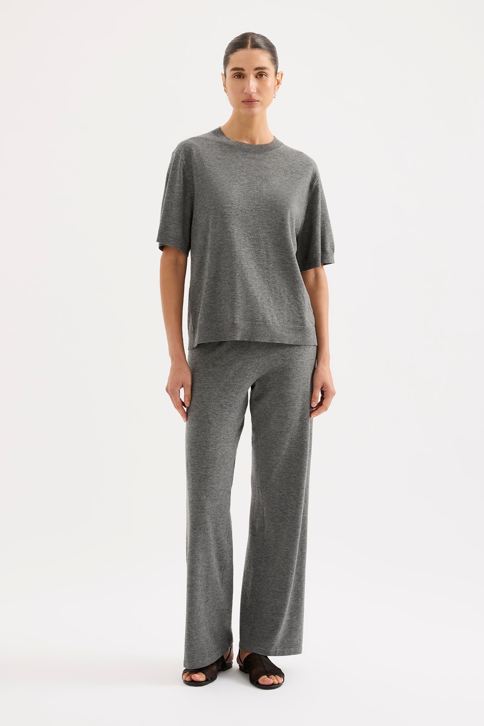 Rae Knit Tee Charcoal 