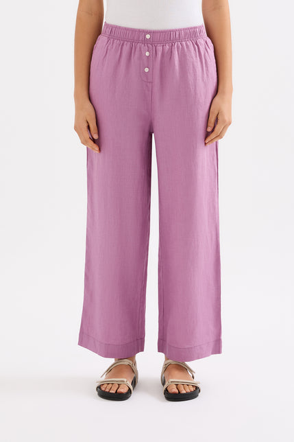 Lounge Linen Crop Pant Grape 