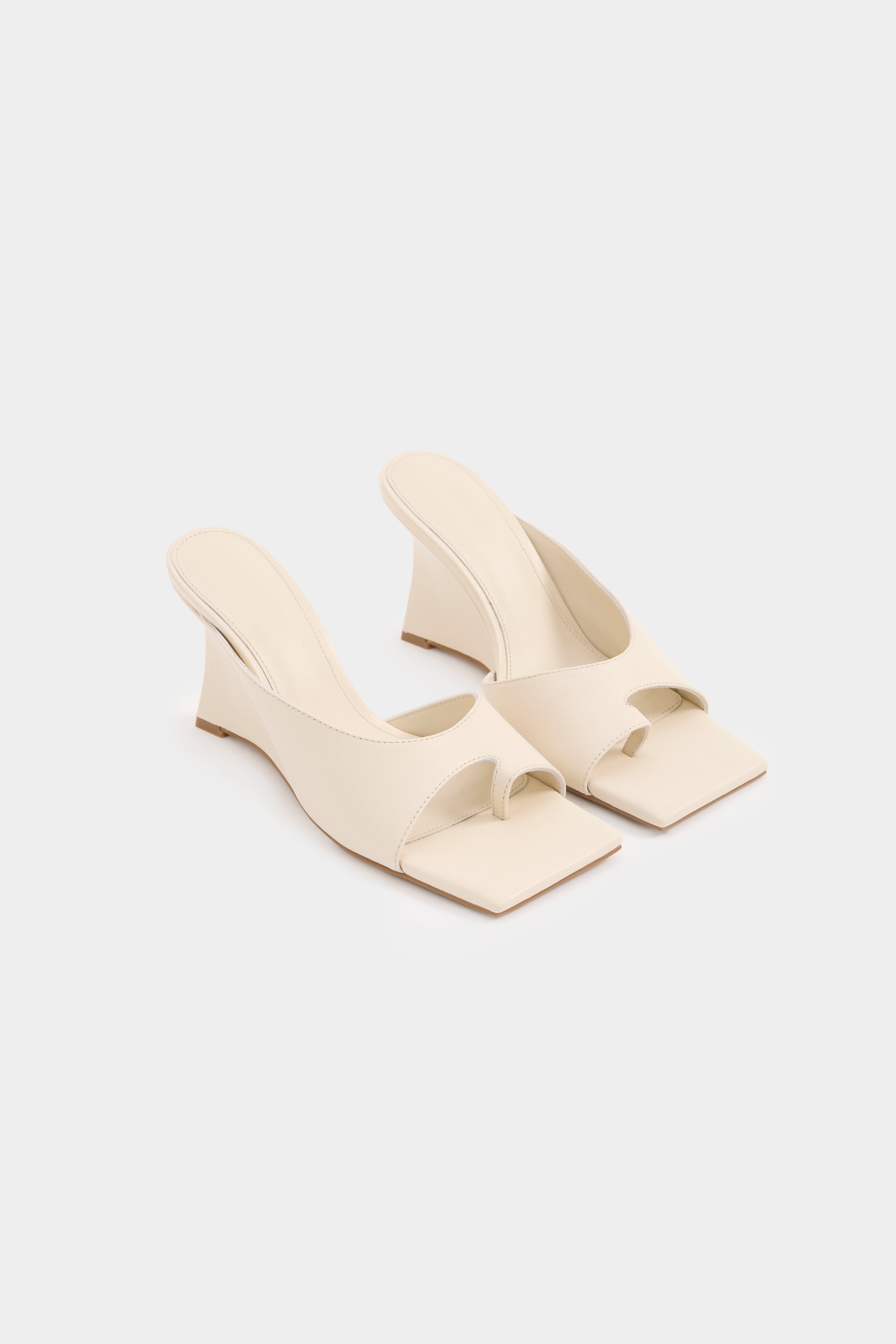 Shiva Leather Wedge Ivory 
