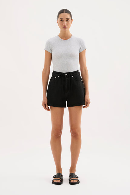 Organic Rib Ss Tee Grey Marle 