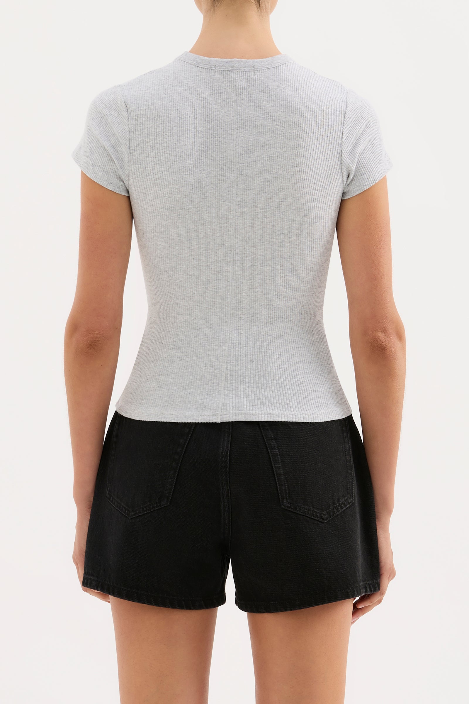 Organic Rib Ss Tee Grey Marle 