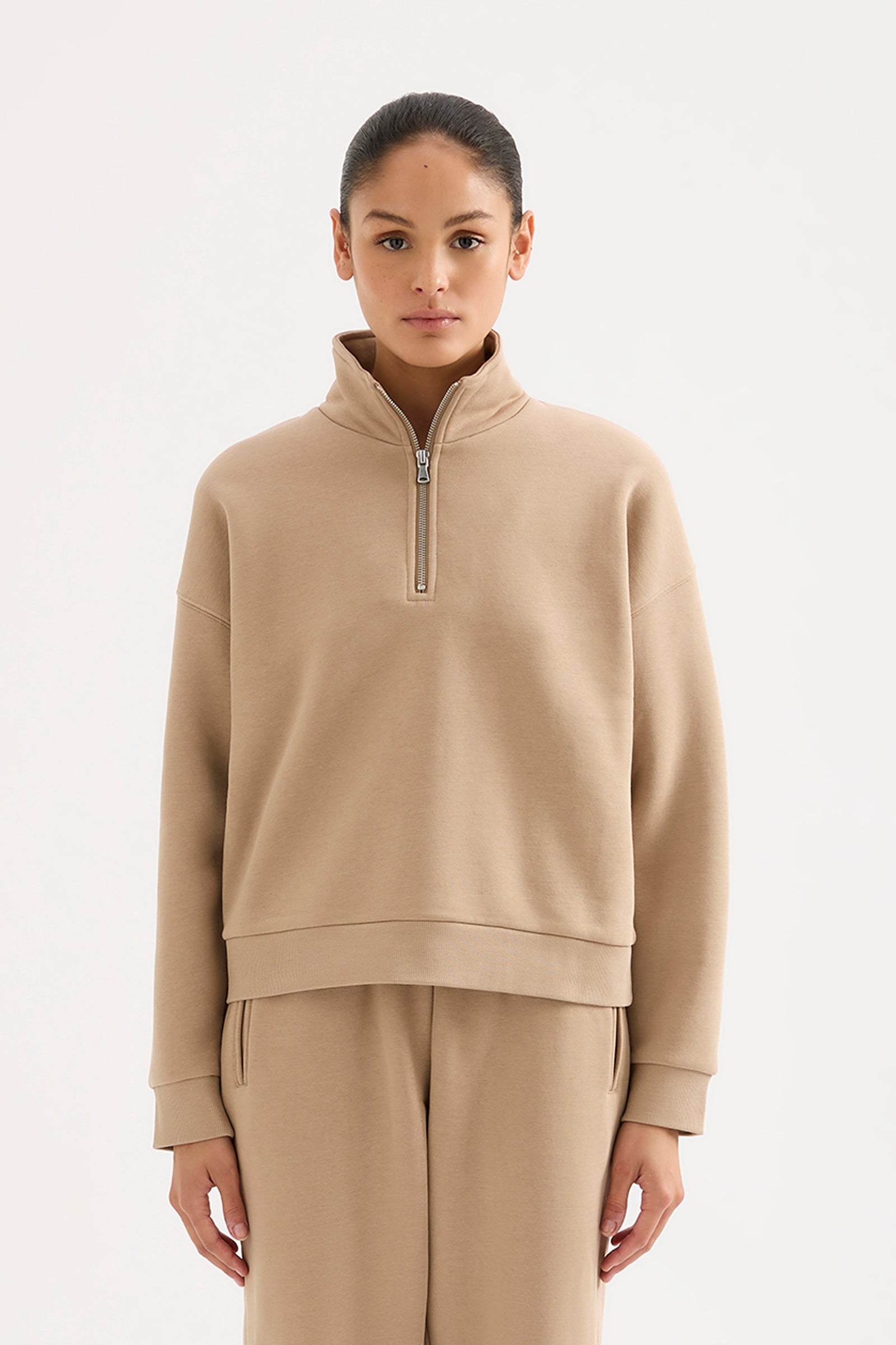 Carter Classic Zip Front Sweat Mocha 