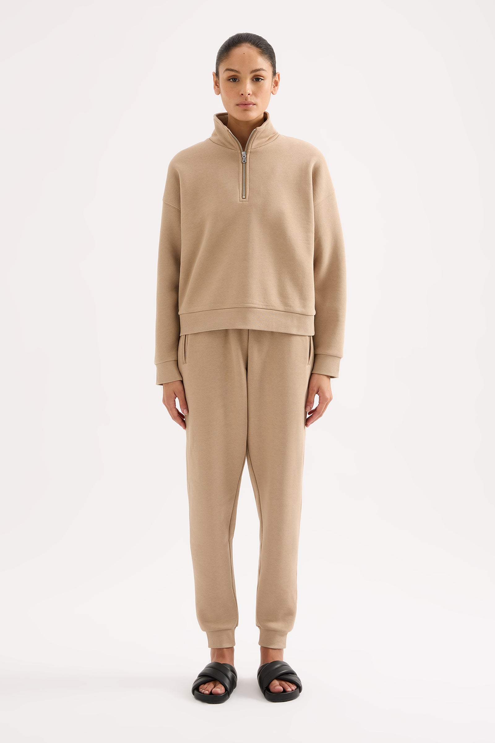 Carter Classic Zip Front Sweat Mocha 