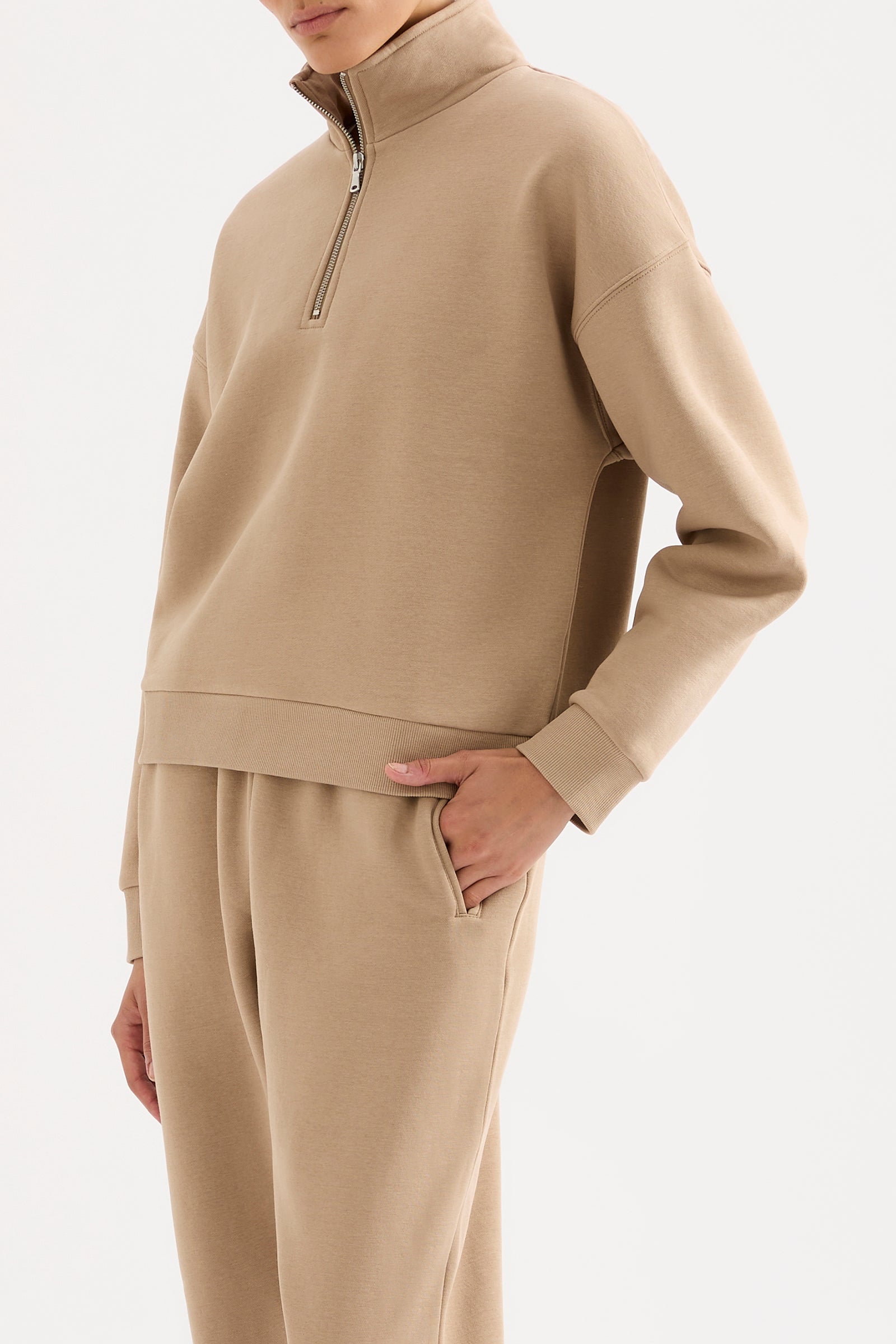 Carter Classic Zip Front Sweat Mocha 