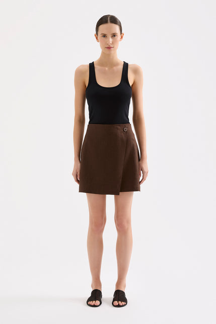 Thilda Linen Skirt Chocolate 