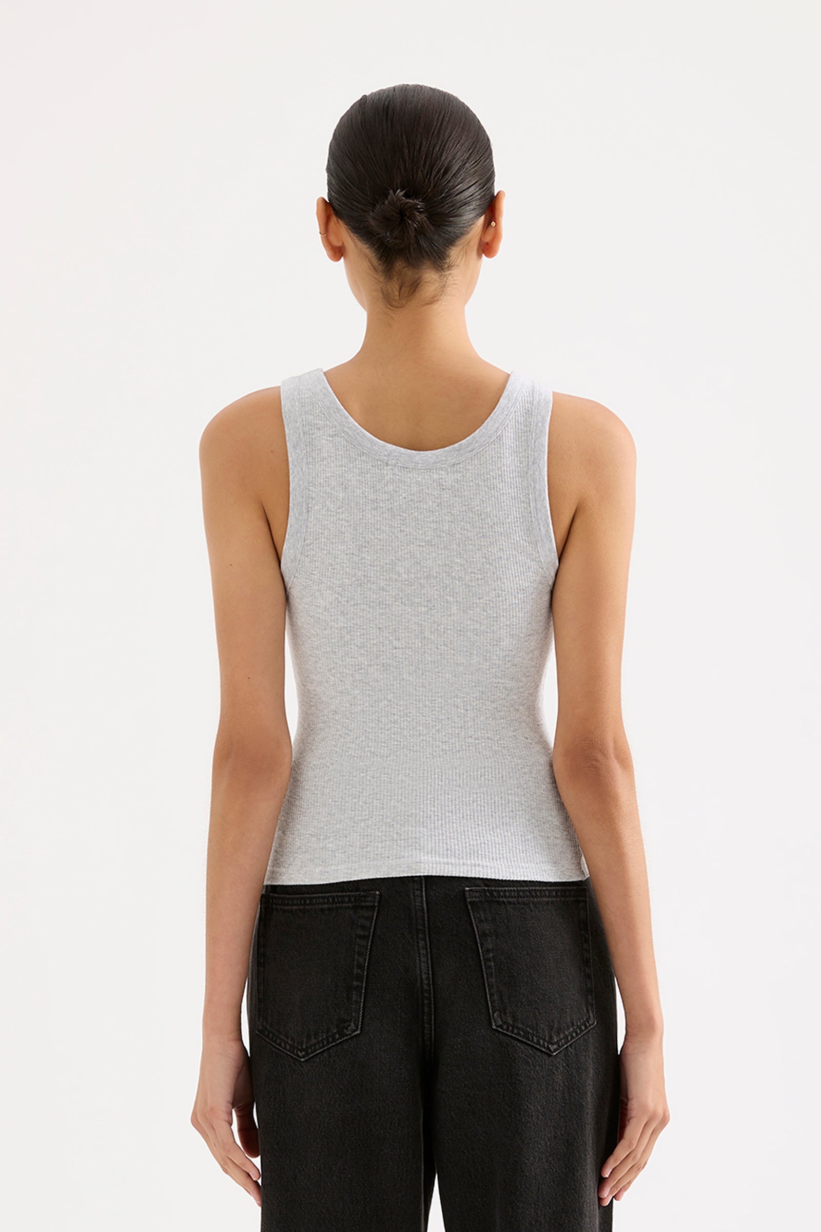Organic Rib Singlet Grey Marle 
