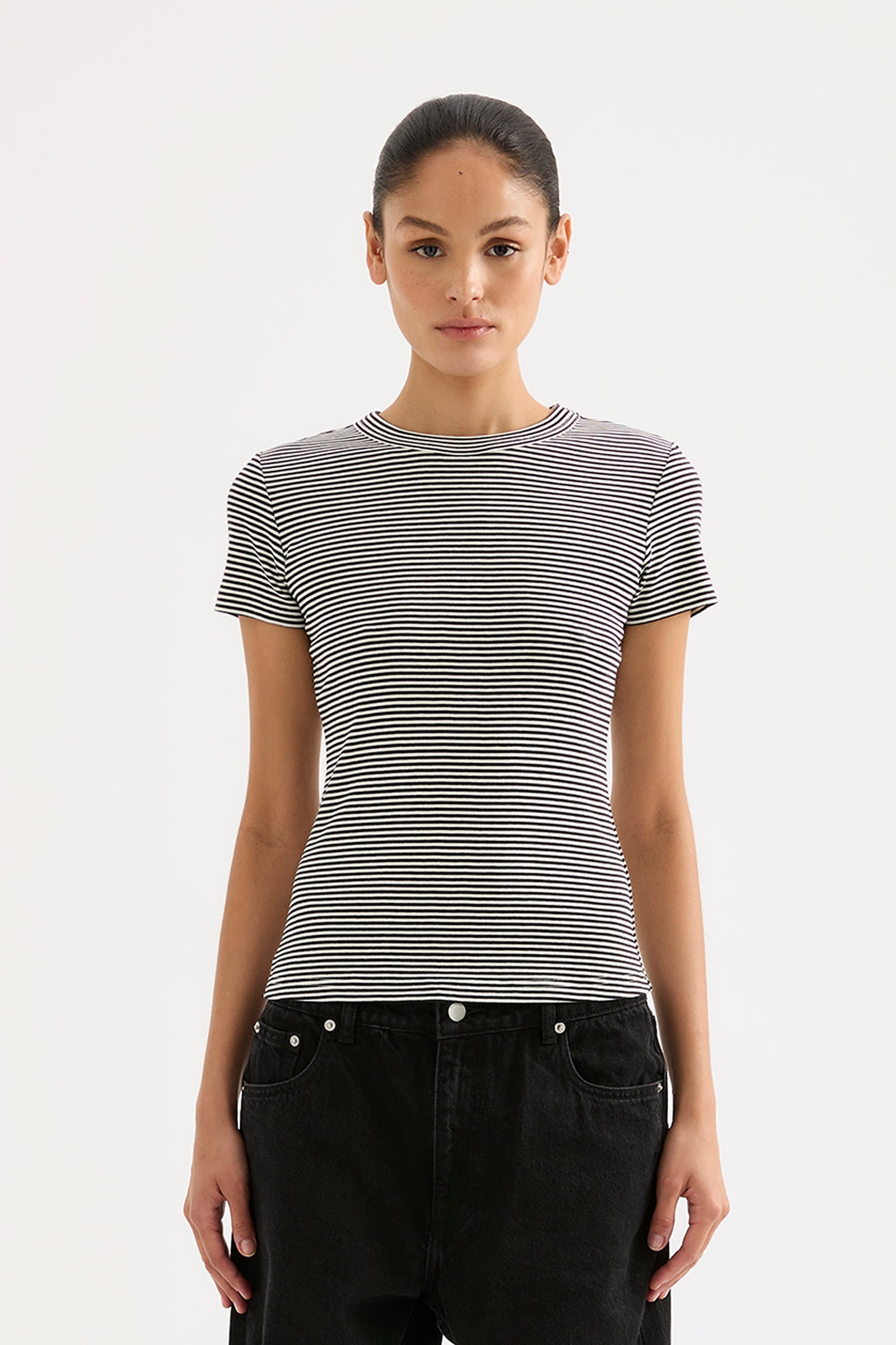 Organic Baby Tee Black Stripe 