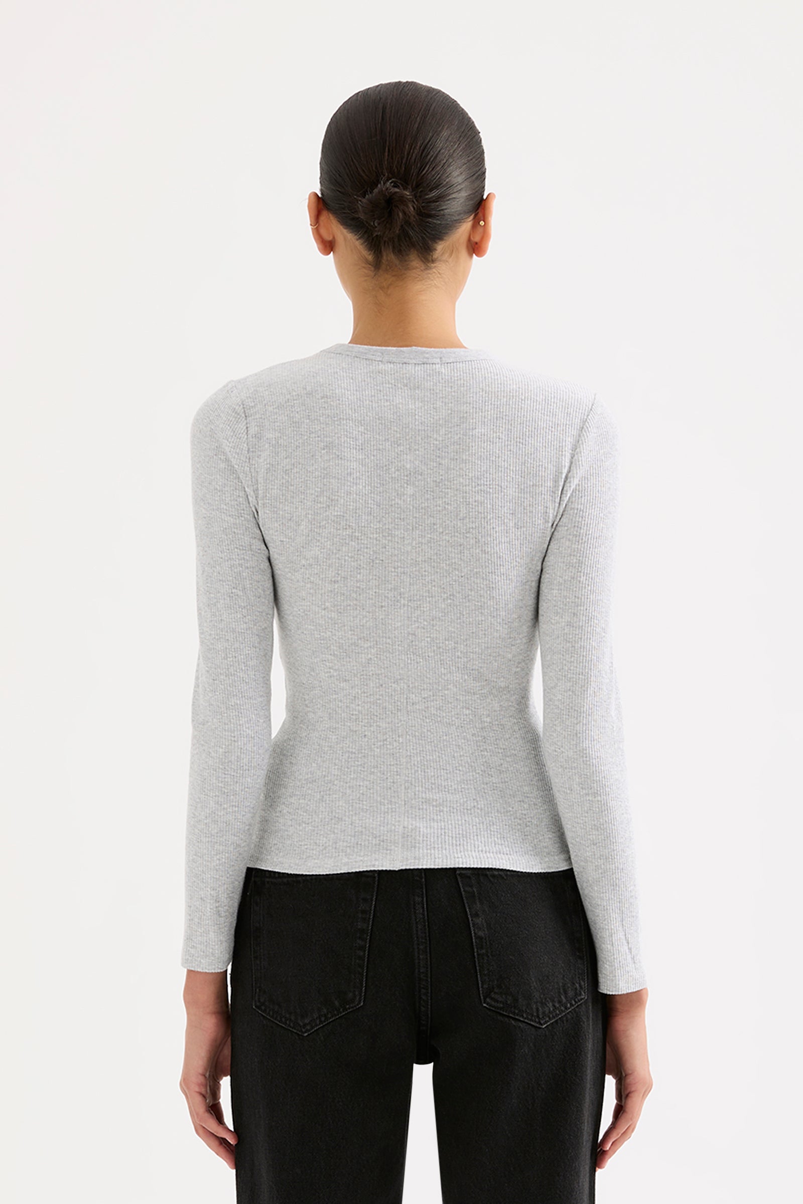 Organic Rib Ls Tee Grey Marle 