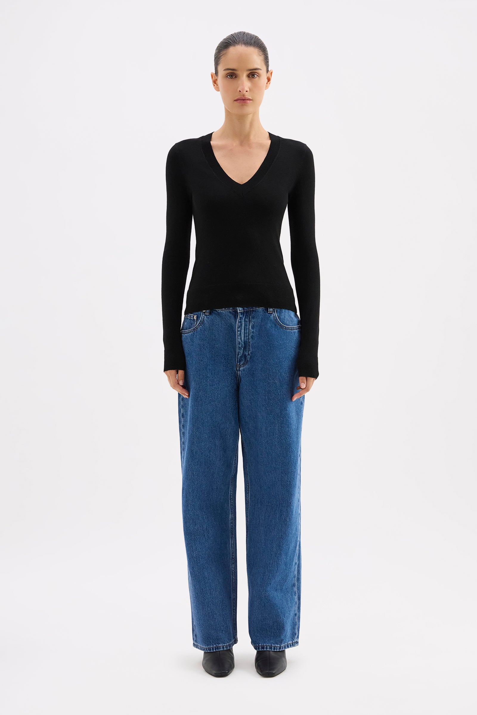 Abia Merino Blend Knit Top Black 