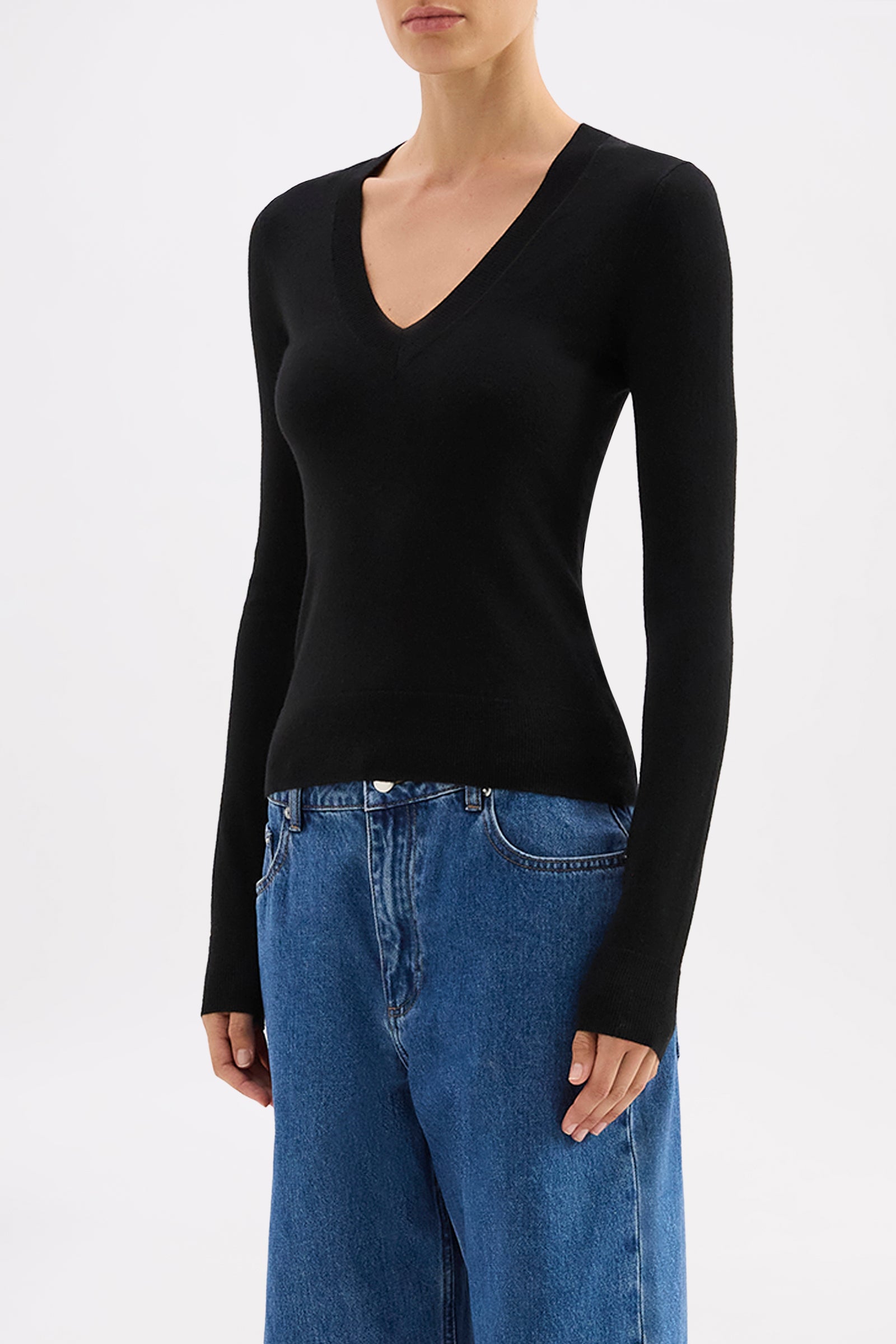 Abia Merino Blend Knit Top Black 