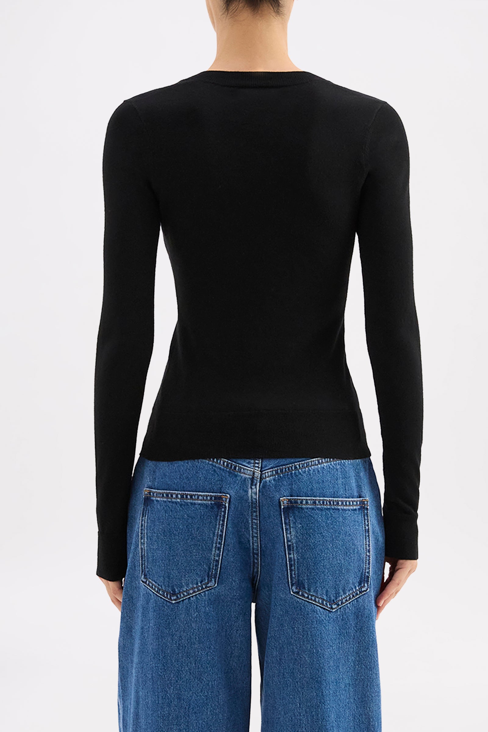 Abia Merino Blend Knit Top Black 