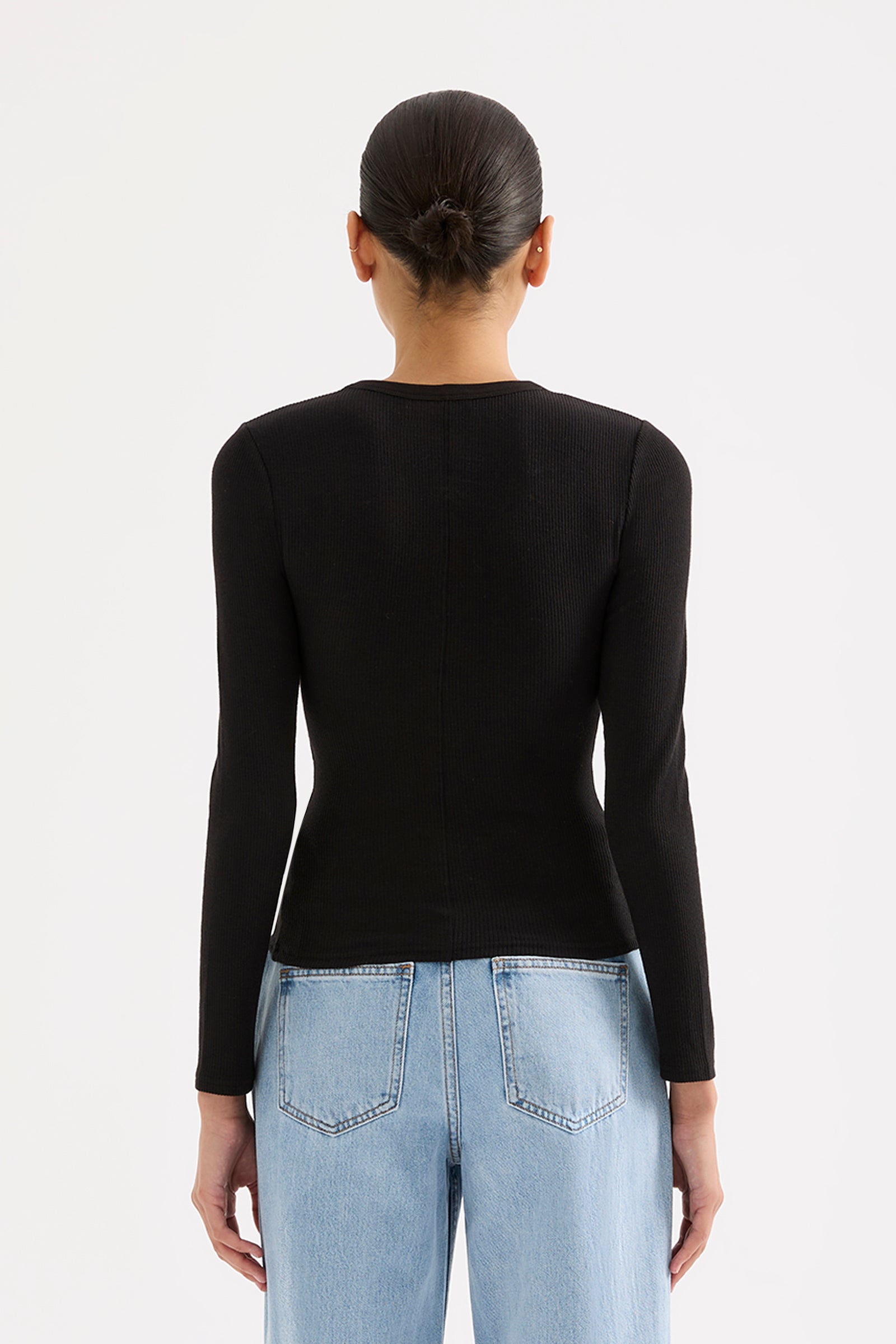 Organic Rib Ls Tee Black 