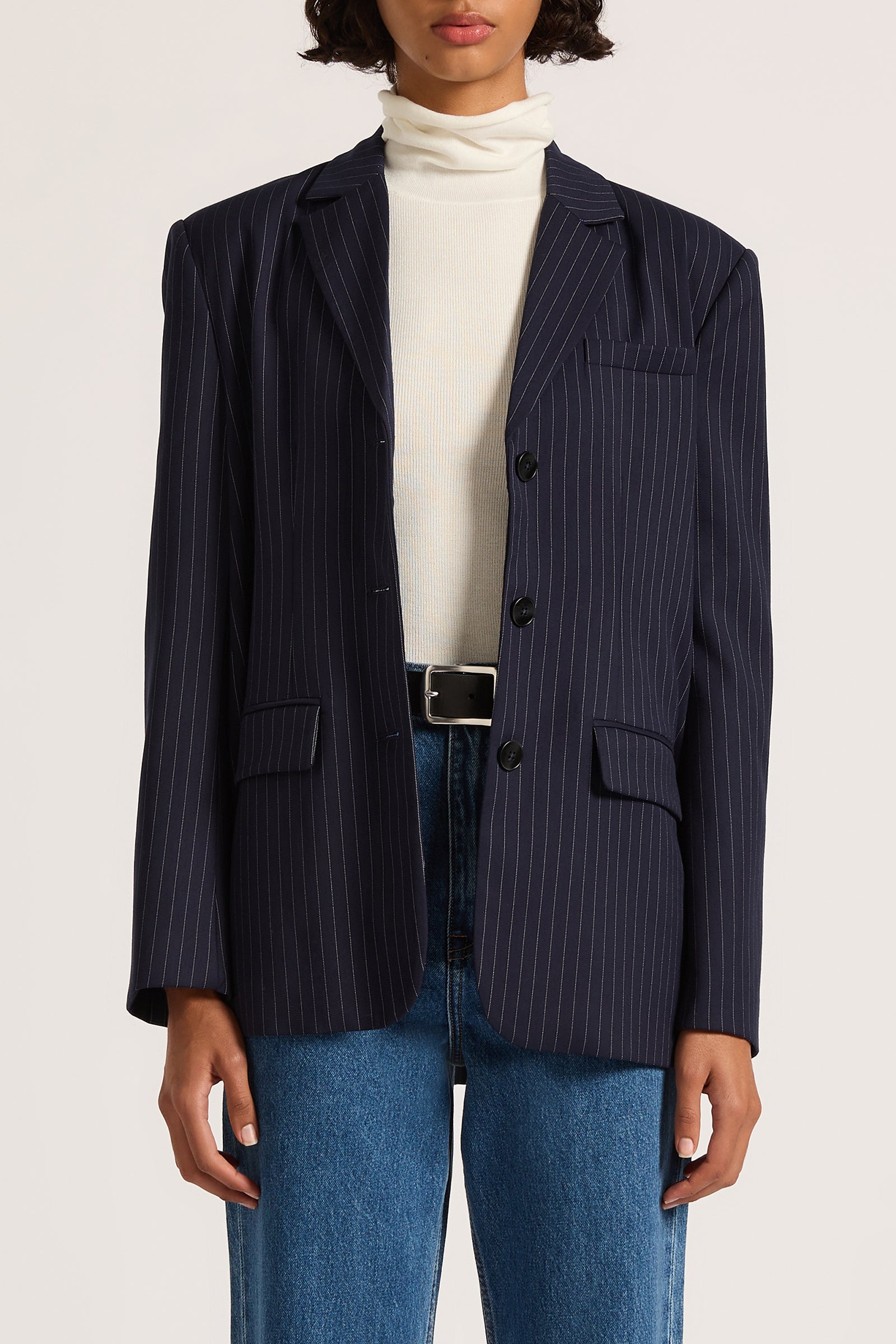 Bailey Pinstripe Blazer Navy Pinstripe 