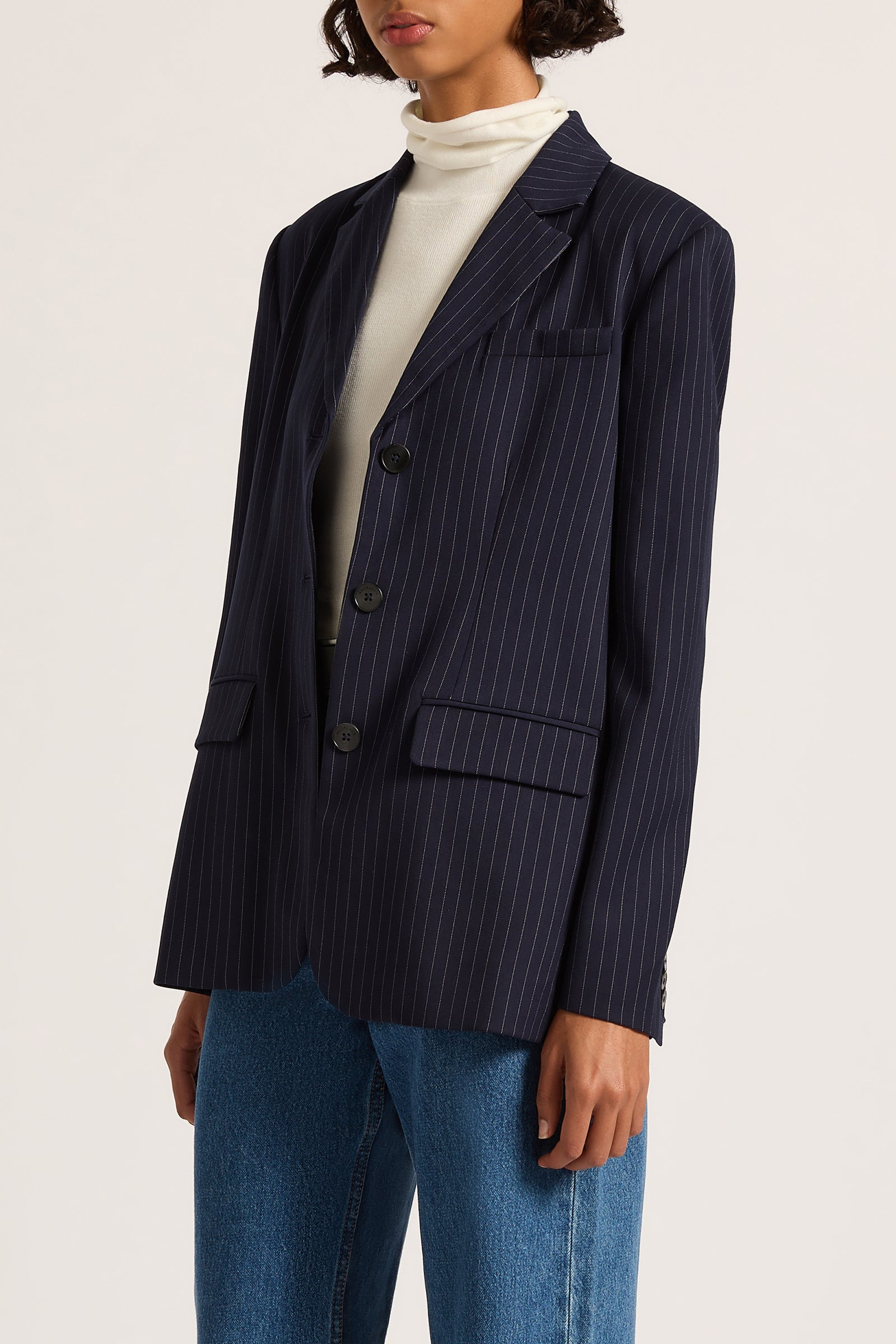 Bailey Pinstripe Blazer Navy Pinstripe 