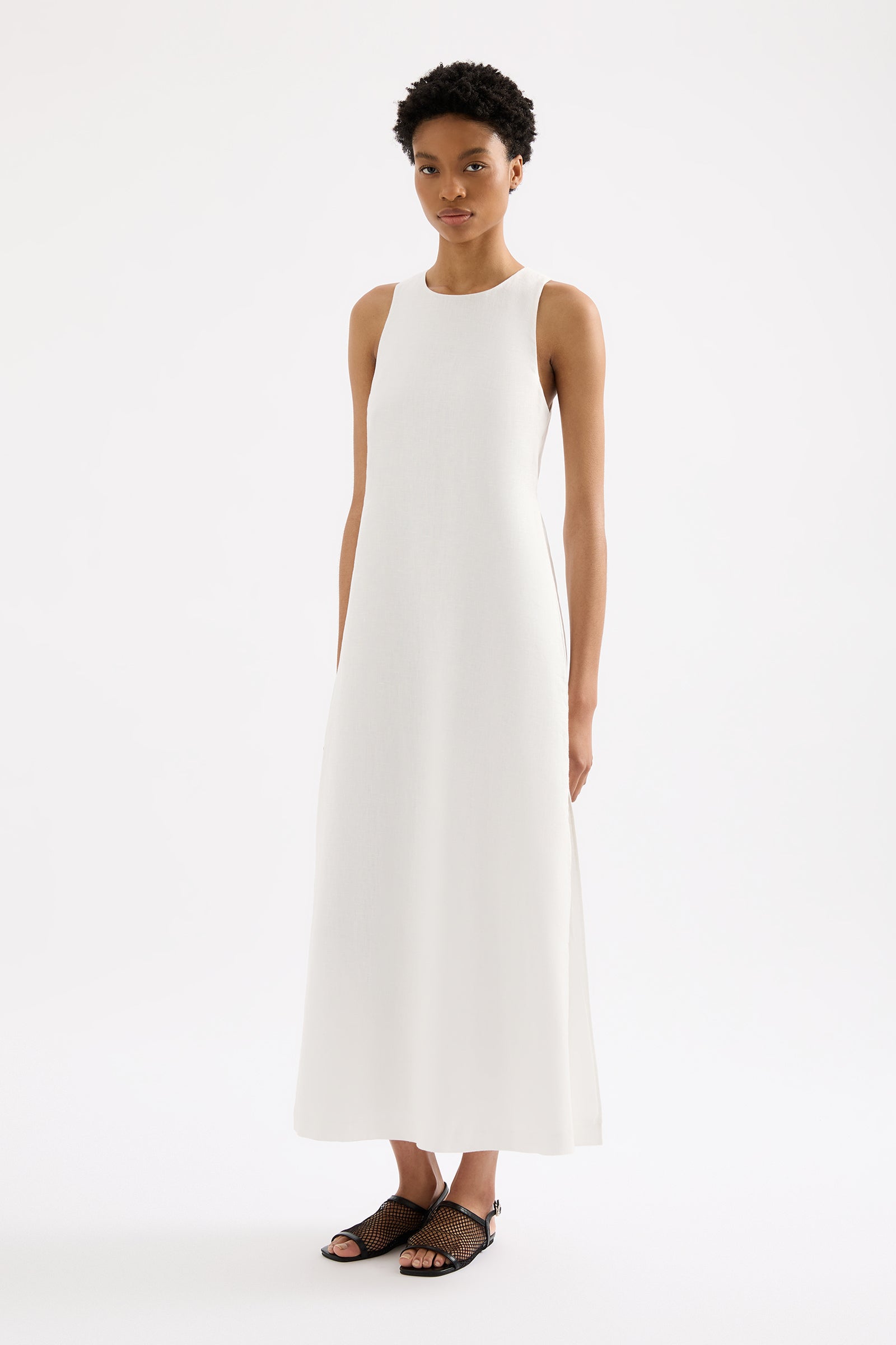nude lucy linen dress Shop Obi Linen Maxi Dress in Cloud