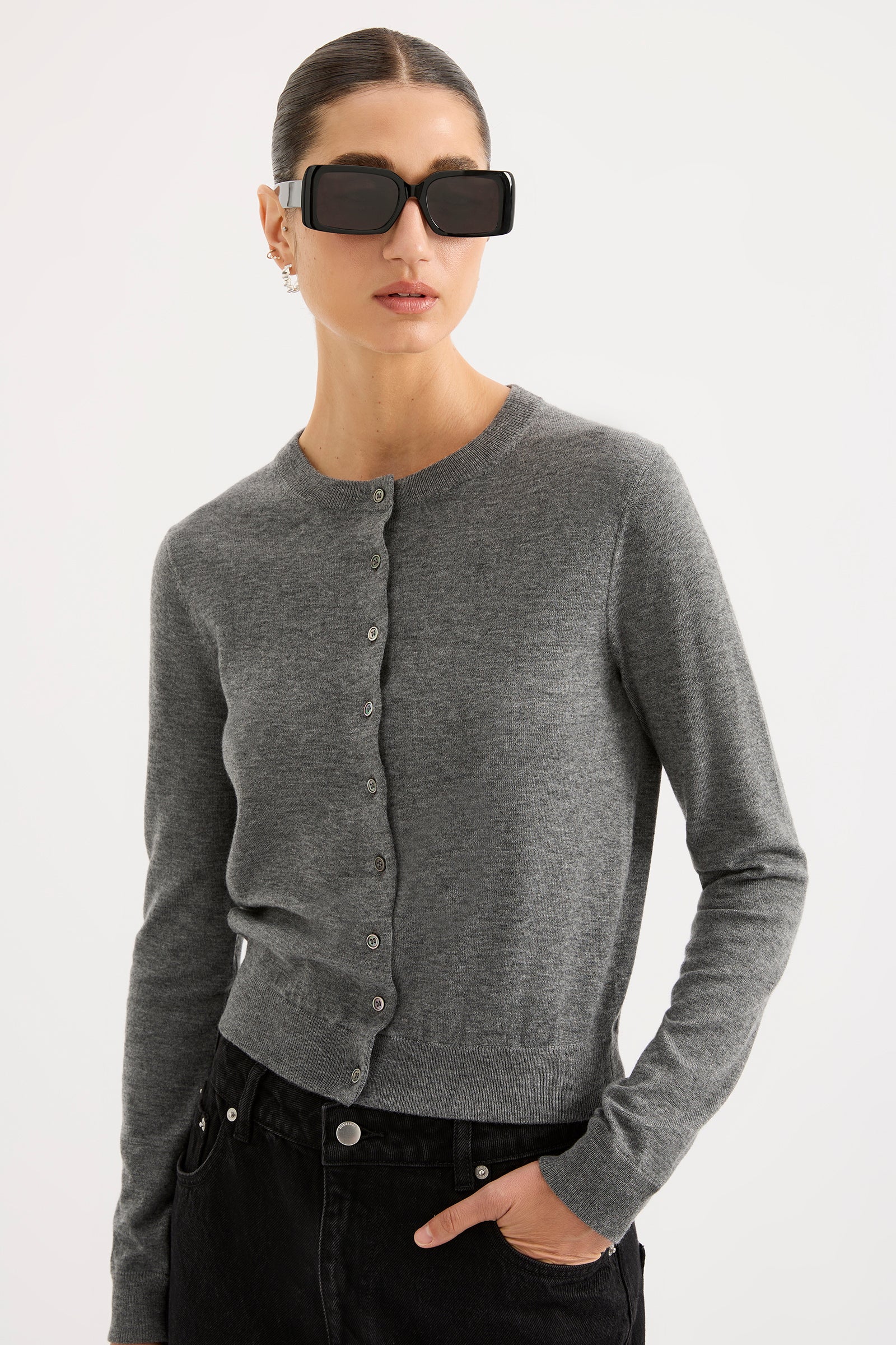 Rae Knit Cardigan Charcoal 