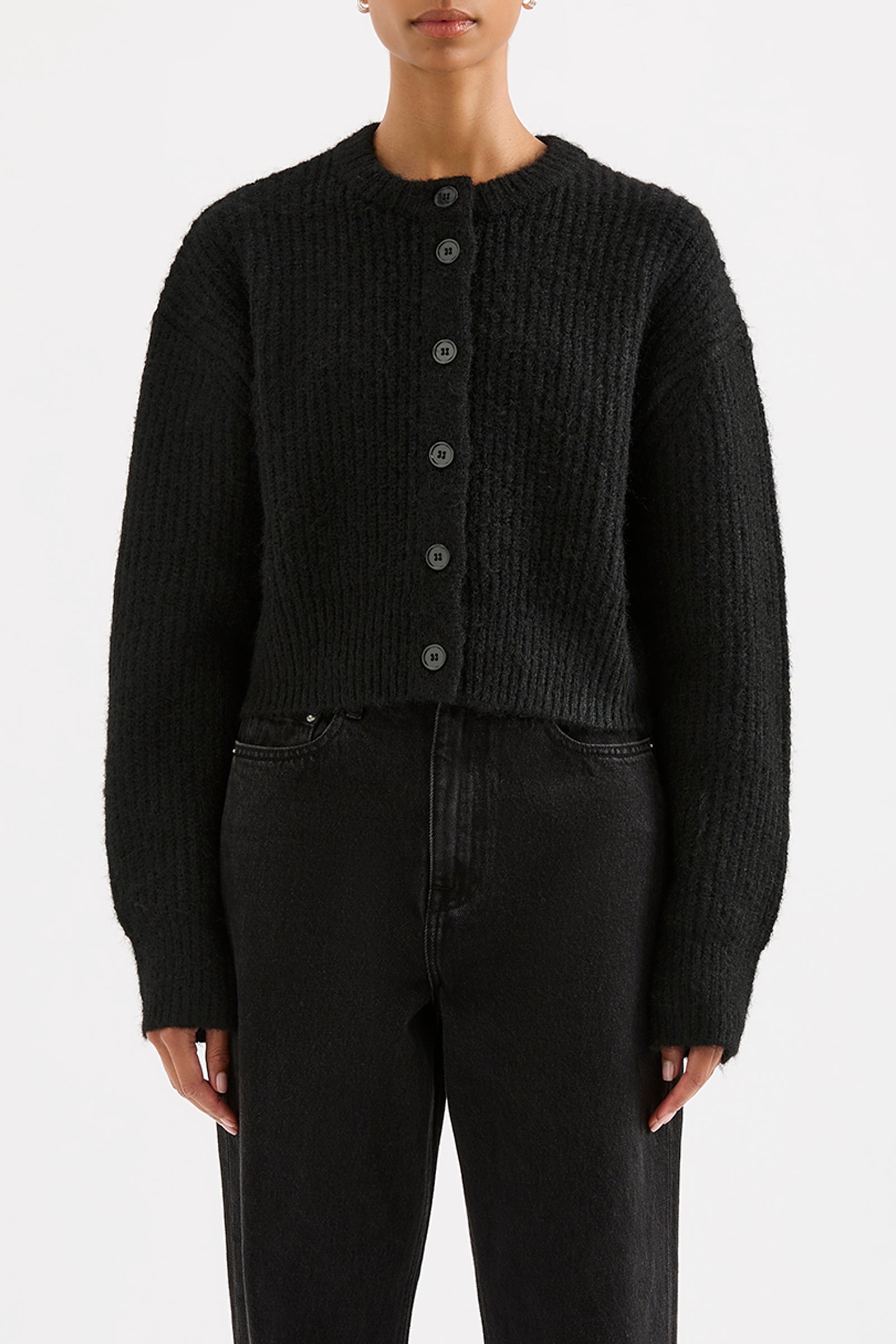 Nixon Cropped Cardigan Black 