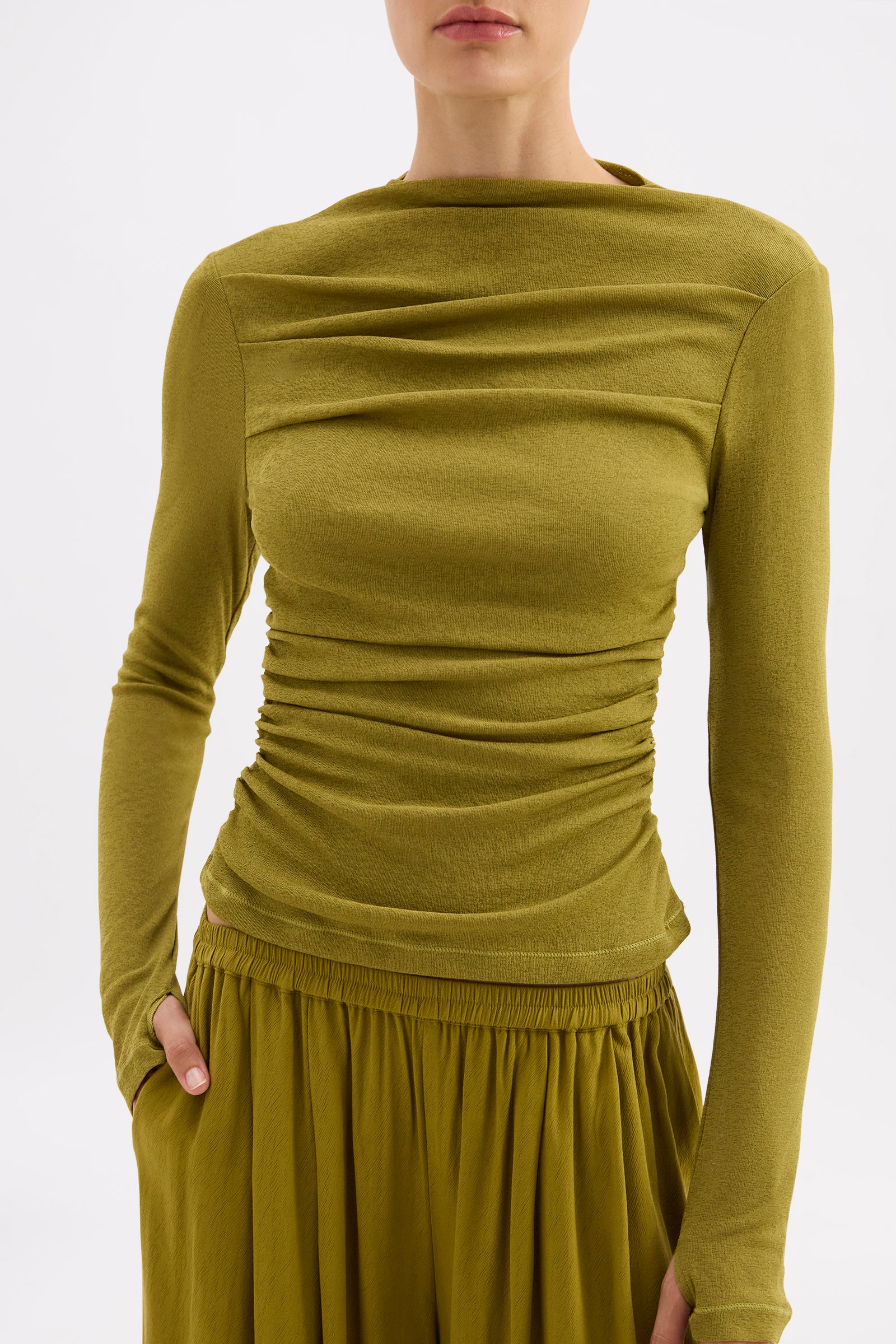 Calista Mesh Ls Top Avocado 