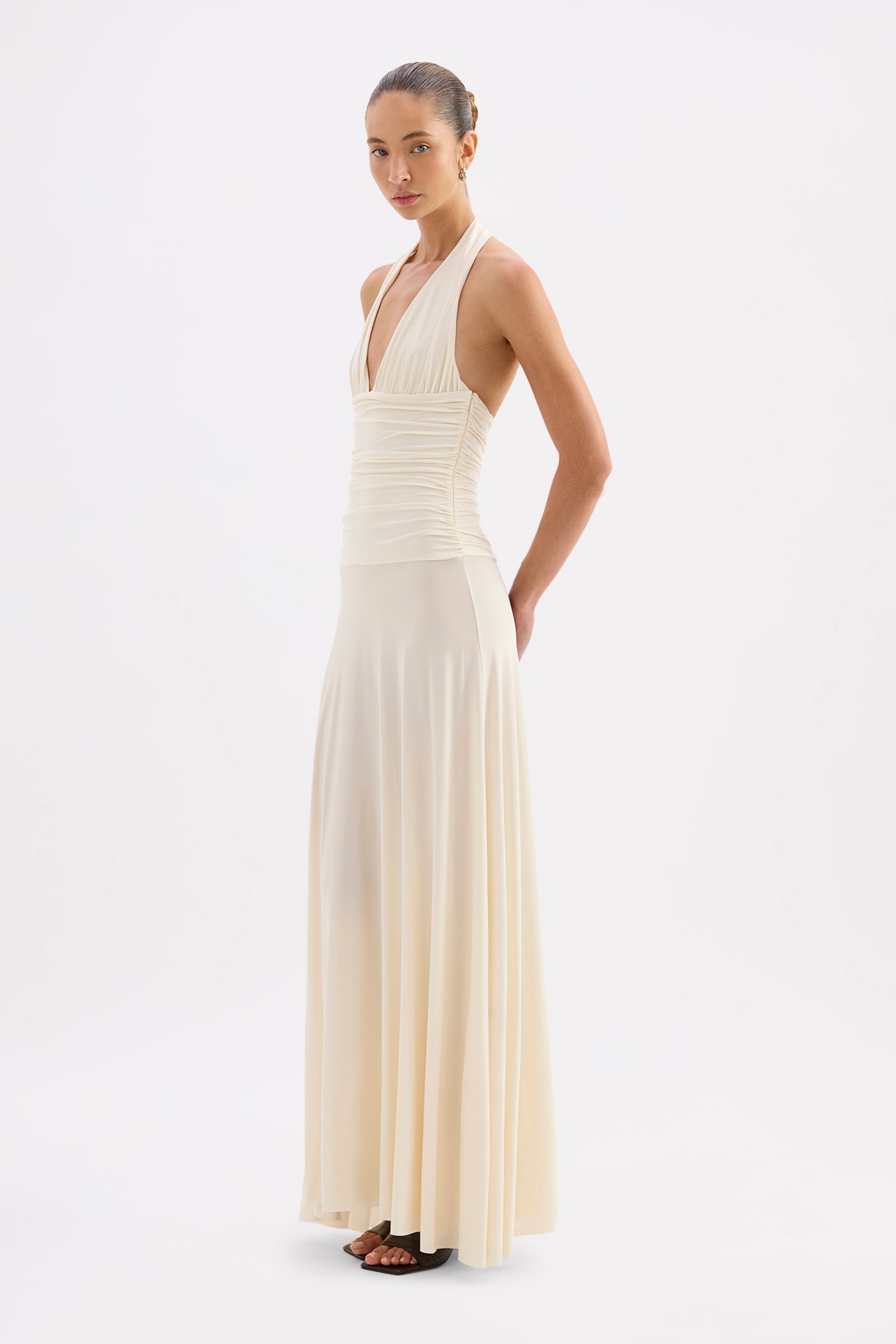 Safiya Halter Dress Champagne 