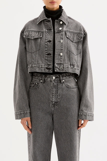 Organic Denim Crop Jacket Graphite 