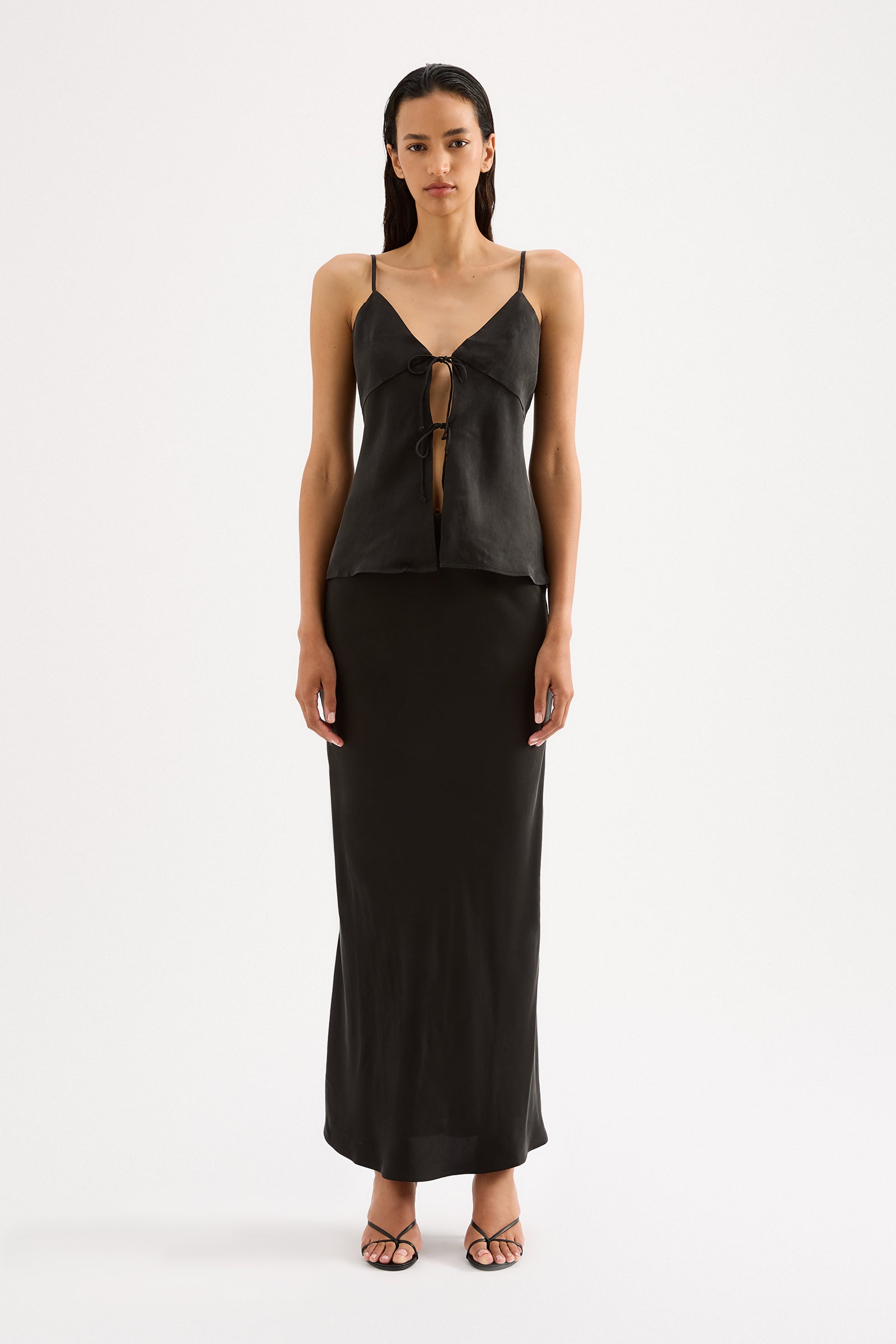 Linnea Cupro Cami Black 