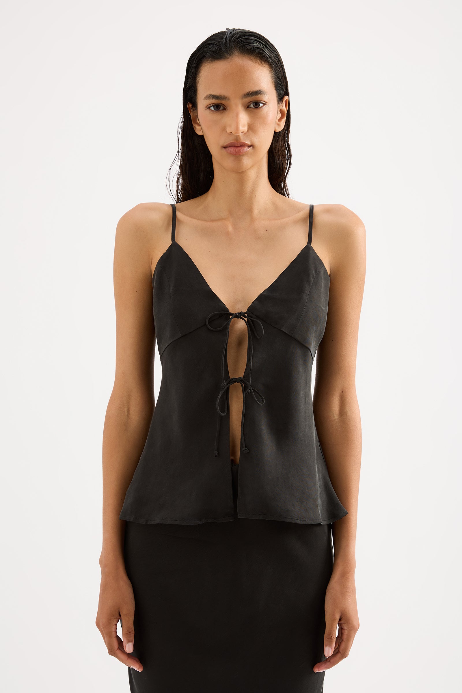 Linnea Cupro Cami Black 