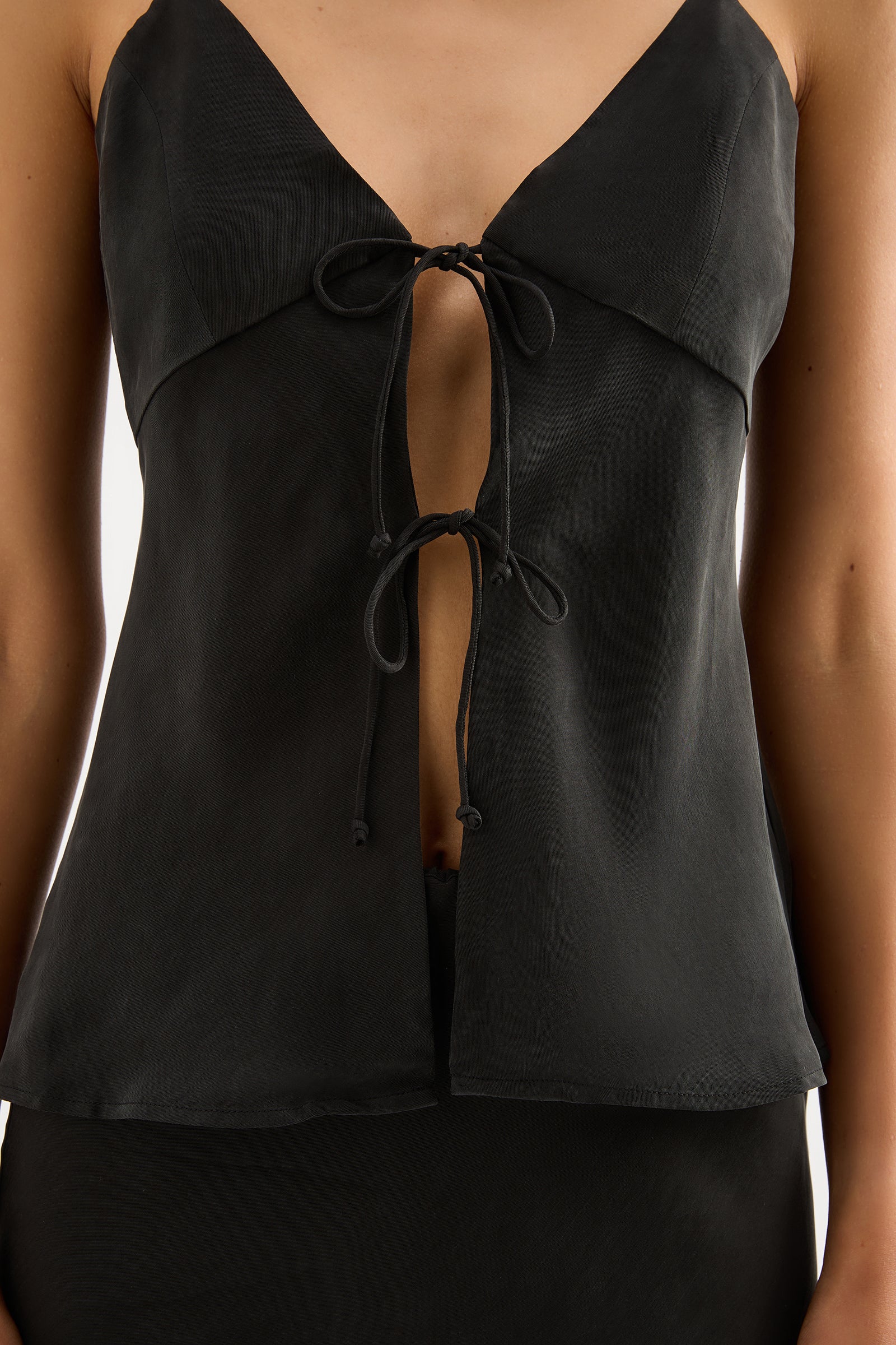 Linnea Cupro Cami Black 