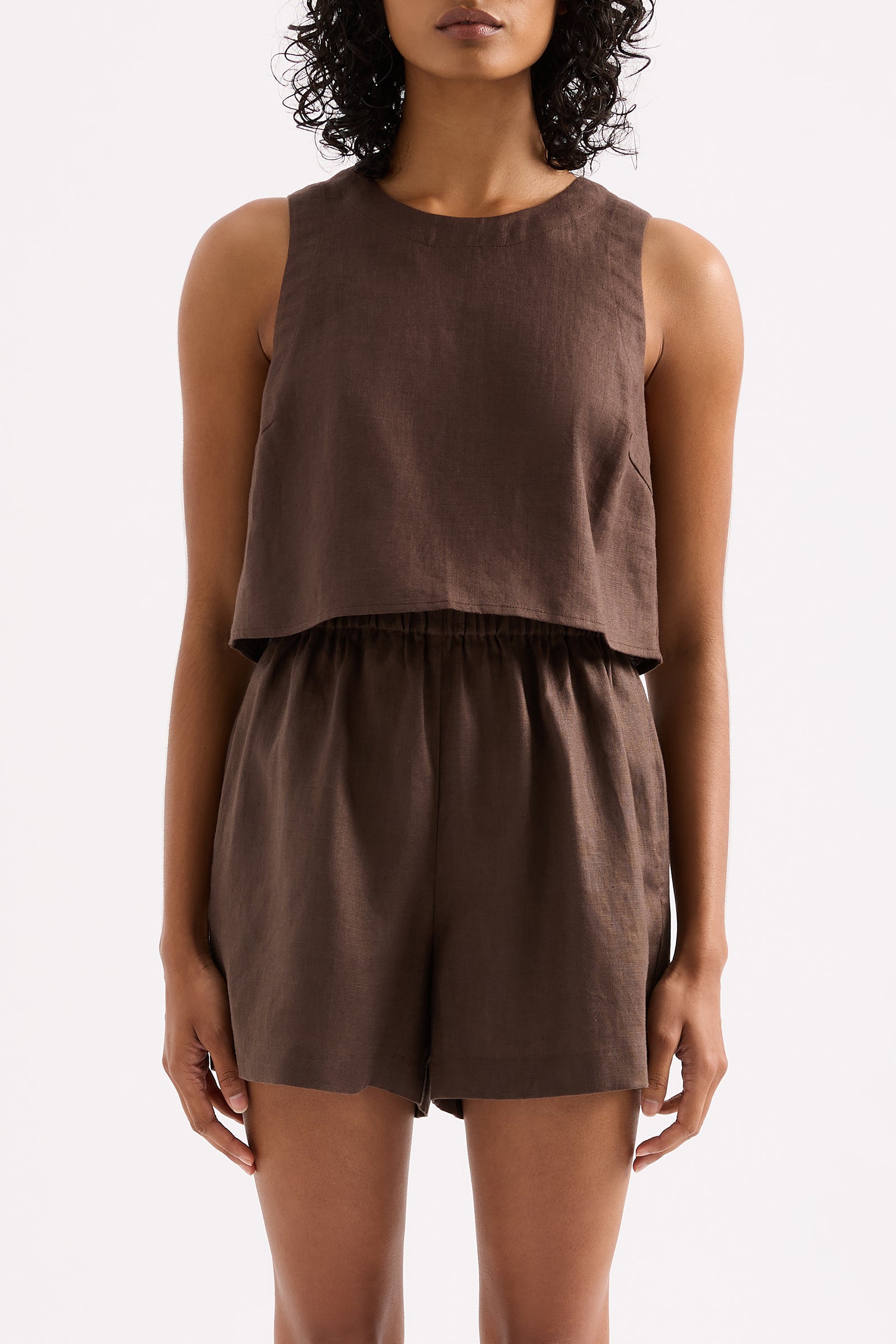 Ingrid Linen Top Clove 
