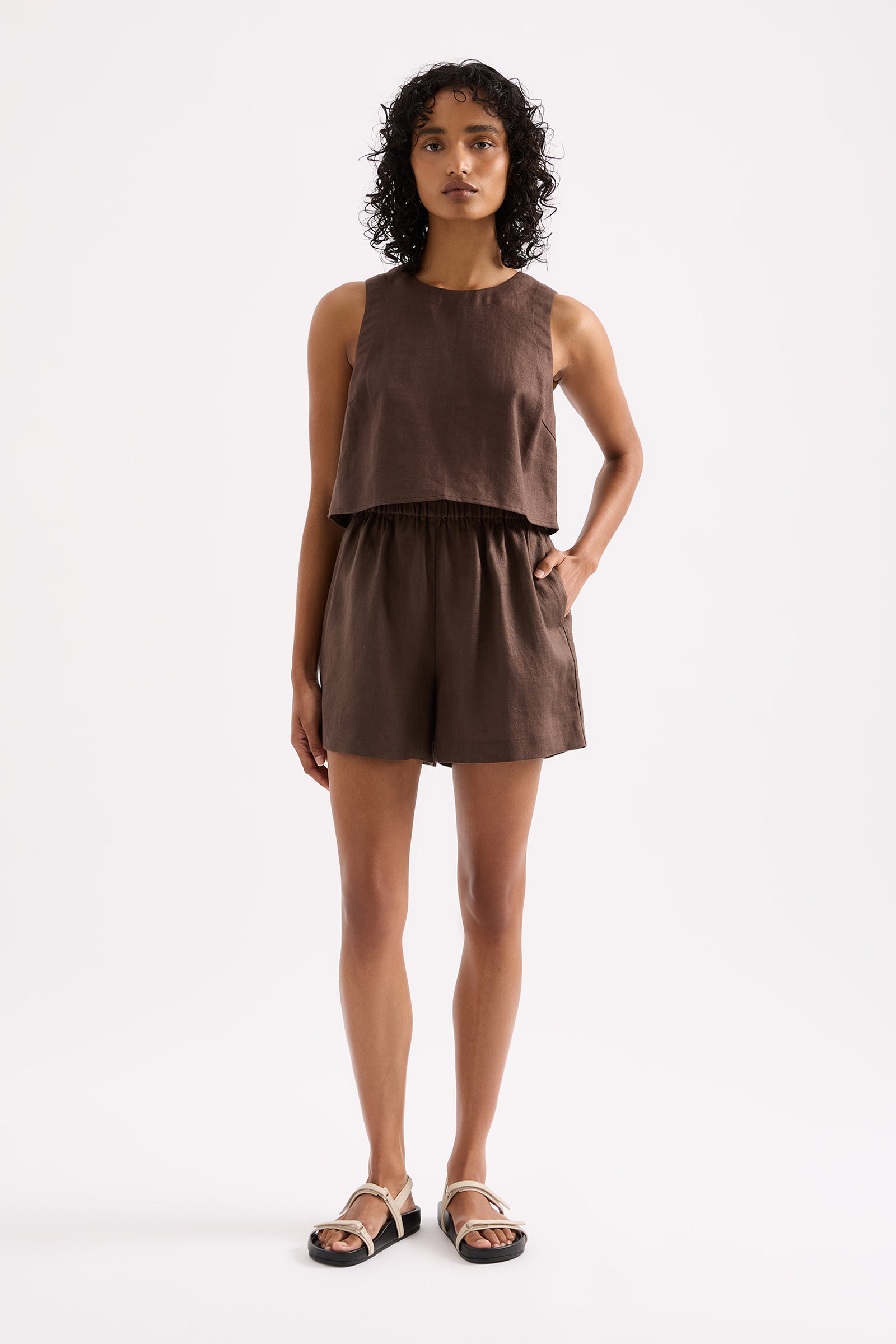Ingrid Linen Top Clove 