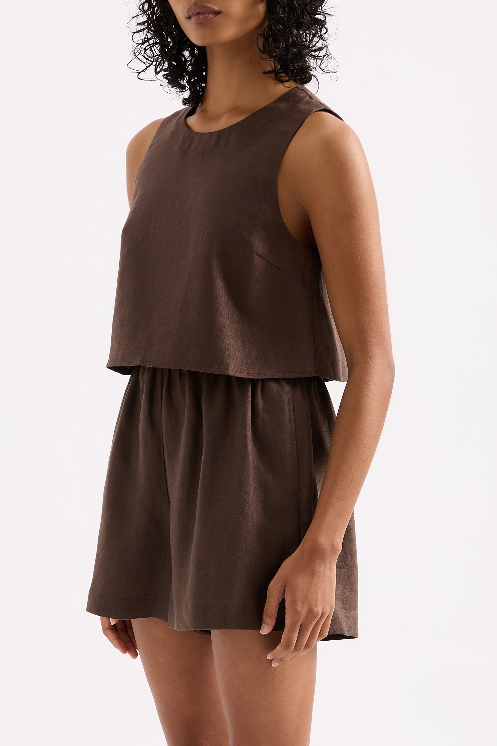 Ingrid Linen Top Clove 
