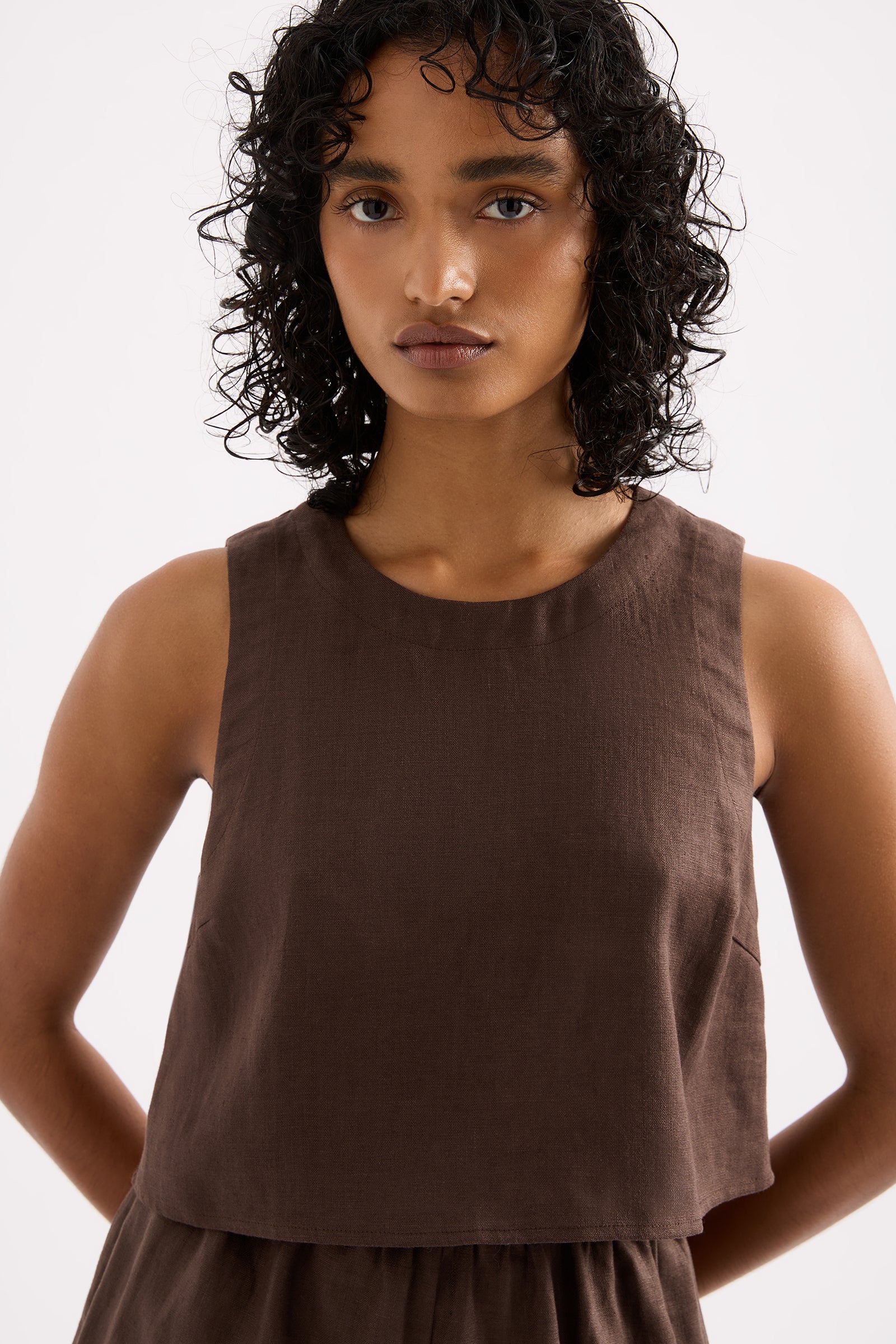 Ingrid Linen Top Clove 