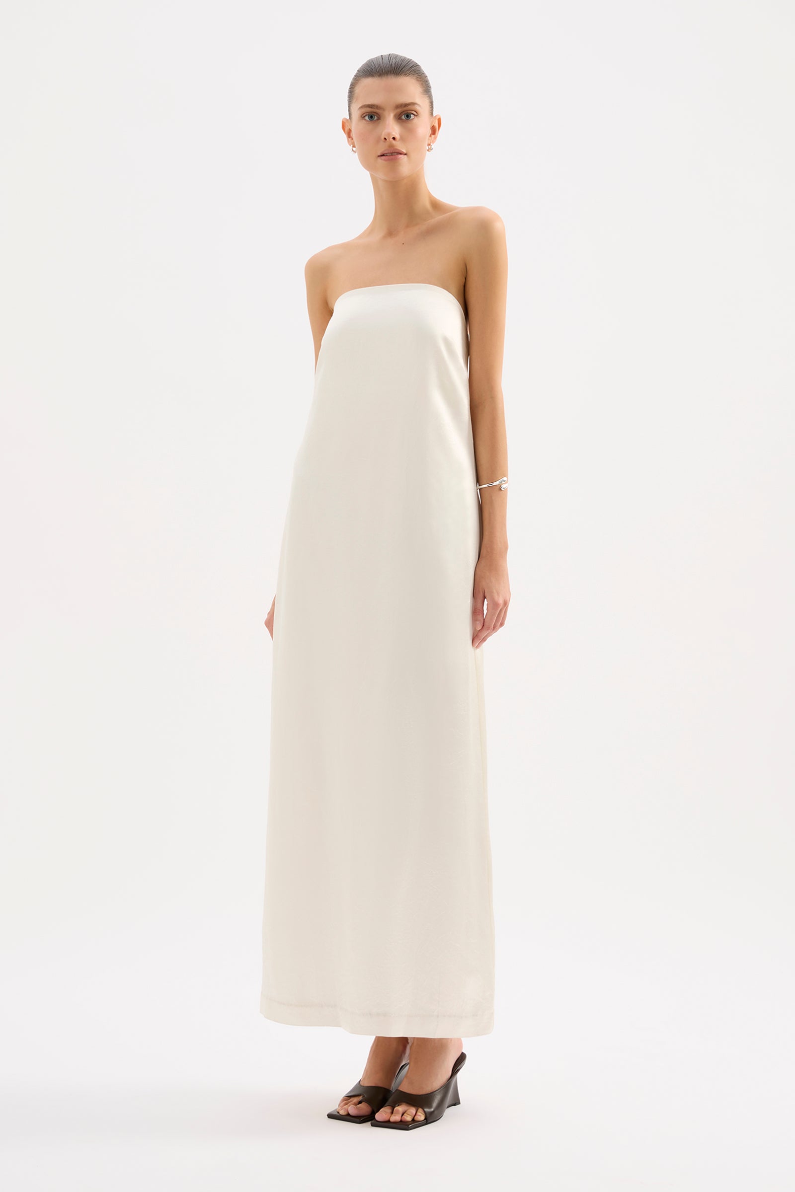Ana Strapless Maxi Dress Pearl 