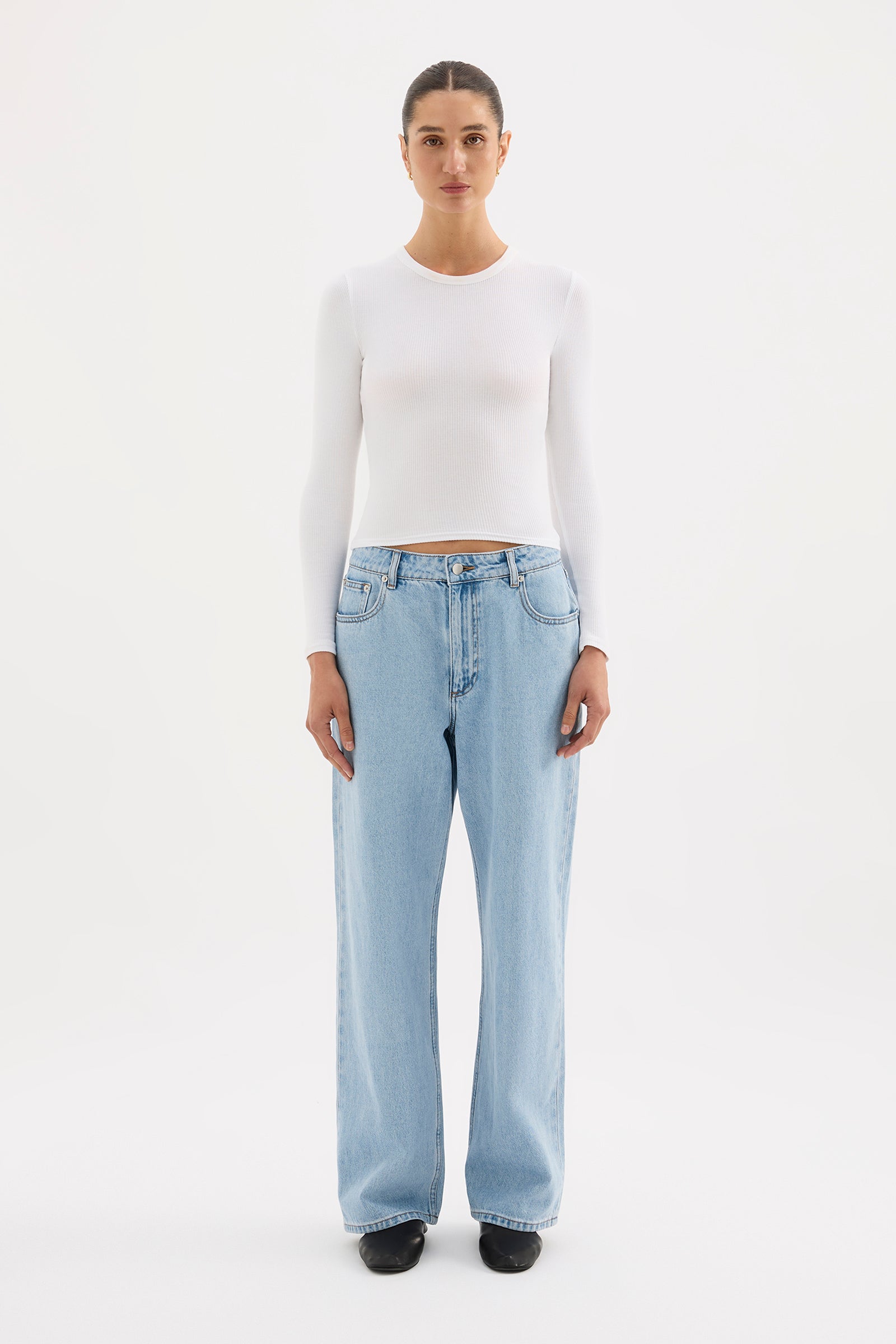 Organic Rib Ls Tee White 