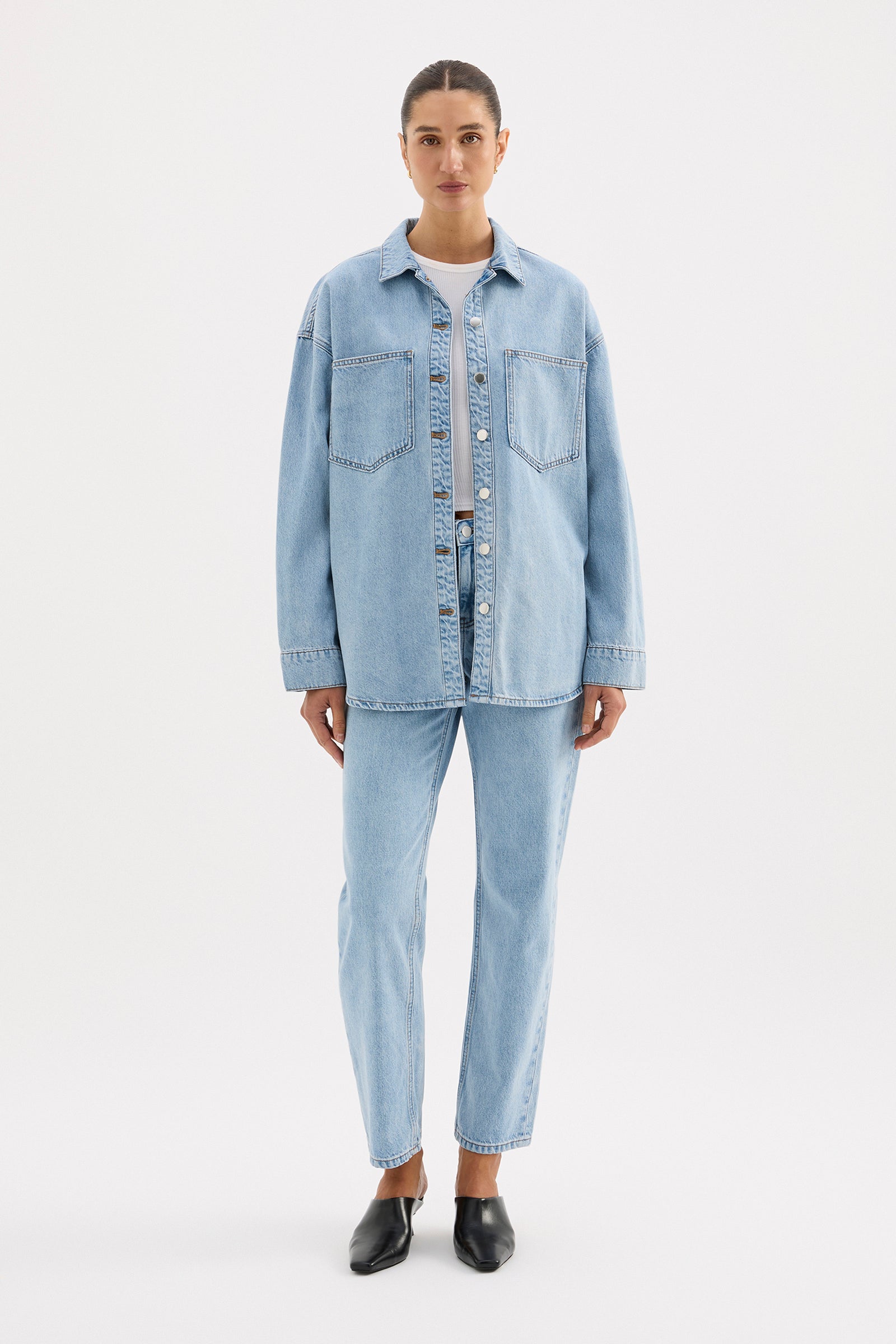 Organic Denim Overshirt Soft Blue 