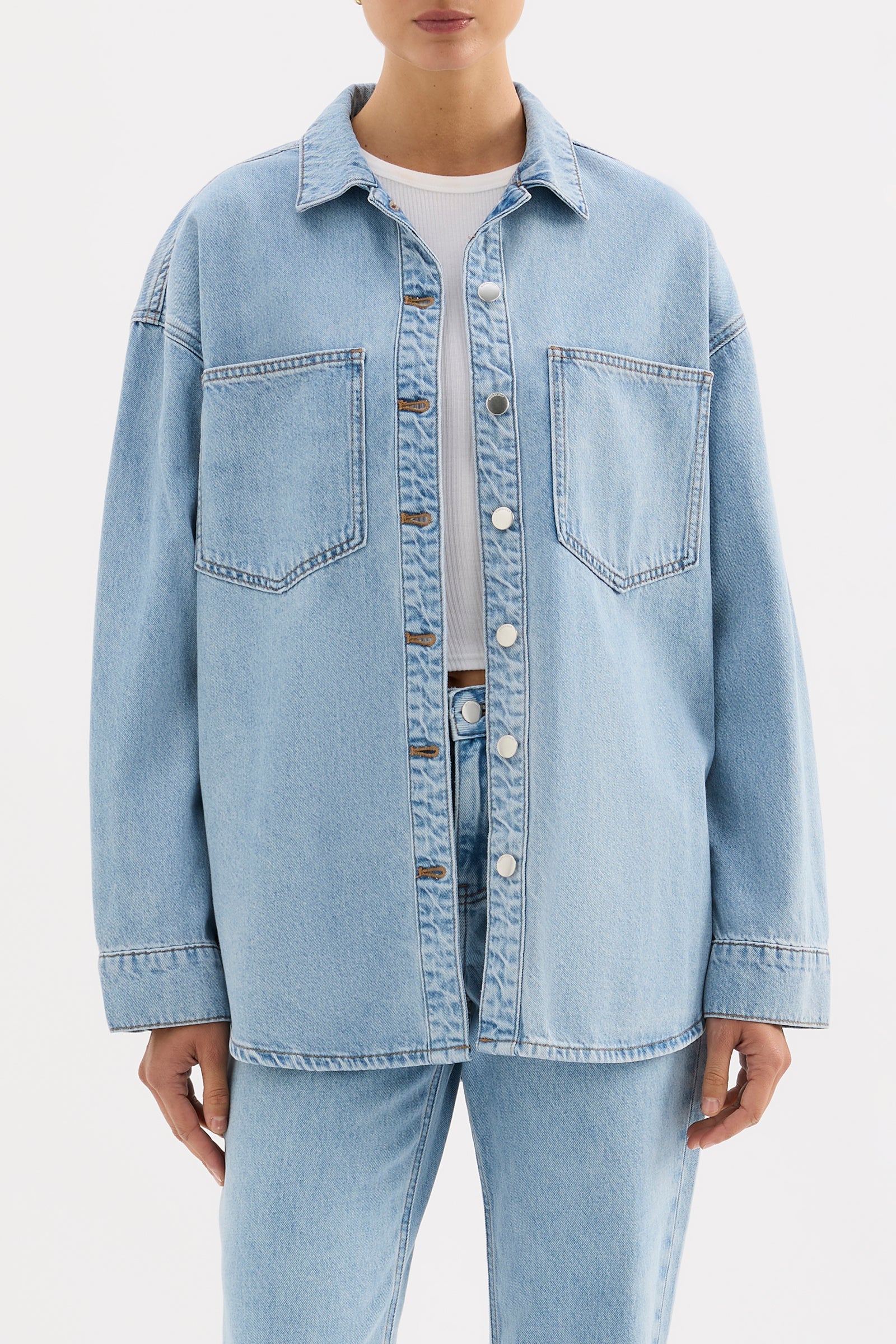 Organic Denim Overshirt Soft Blue 