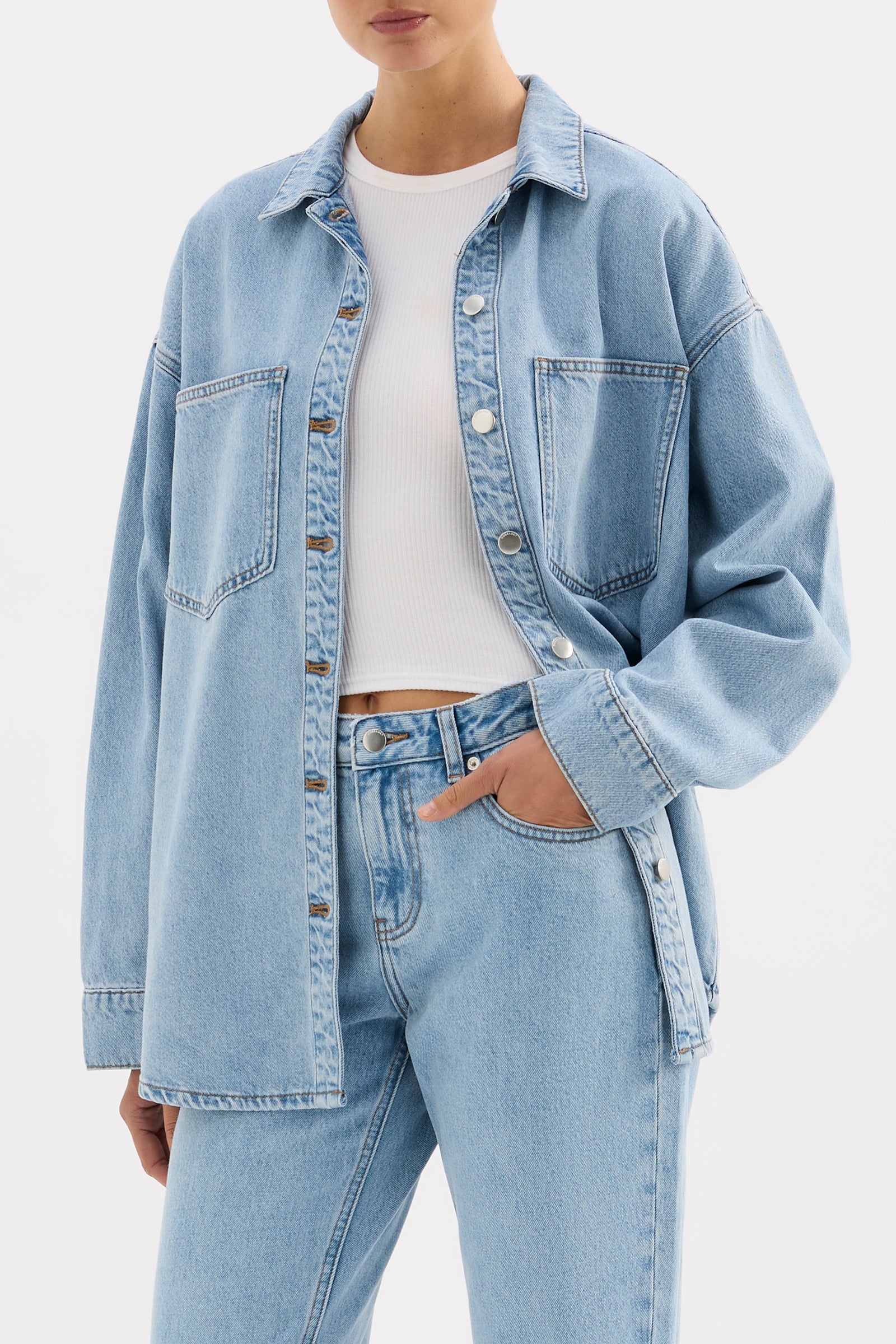 Organic Denim Overshirt Soft Blue 