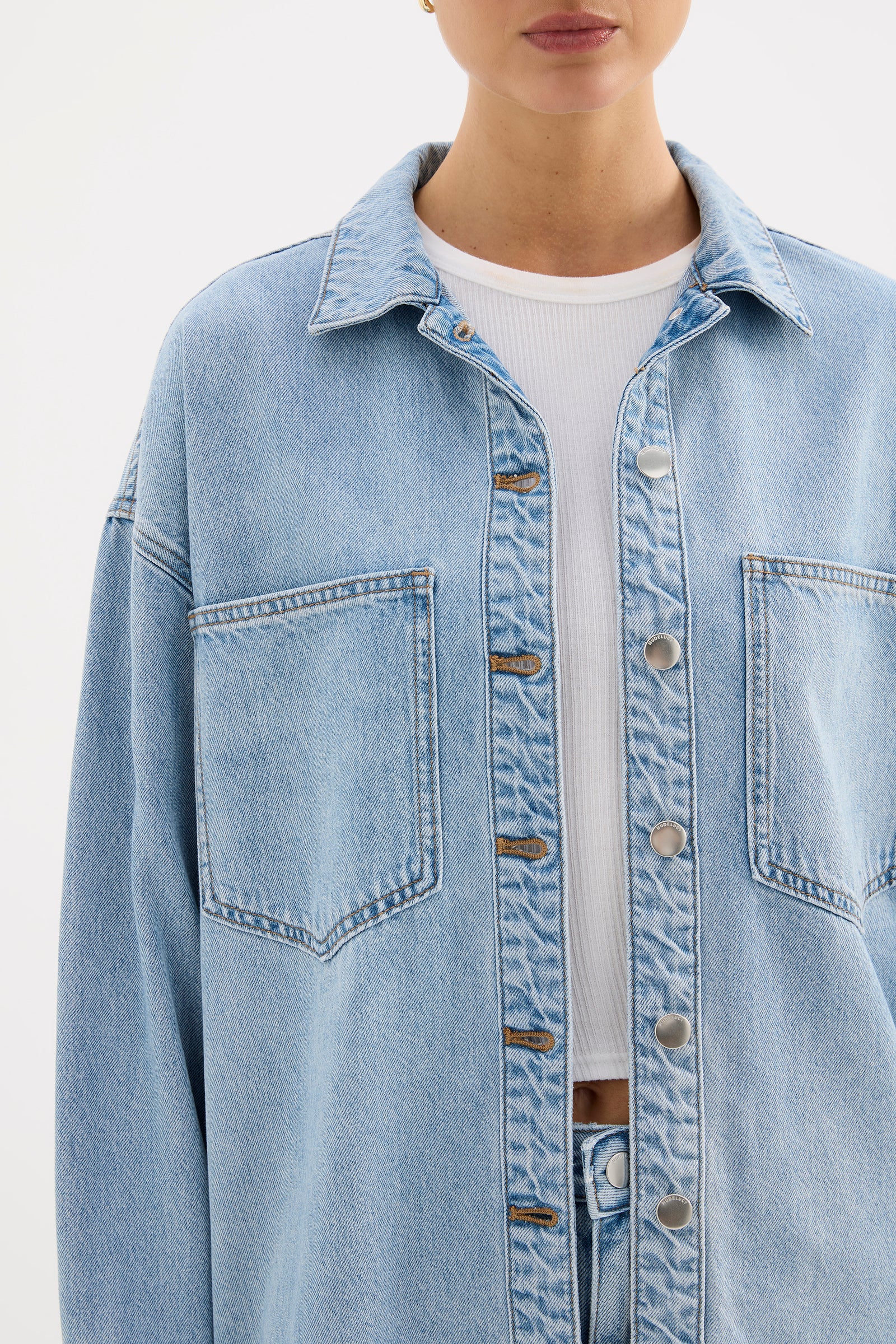 Organic Denim Overshirt Soft Blue 