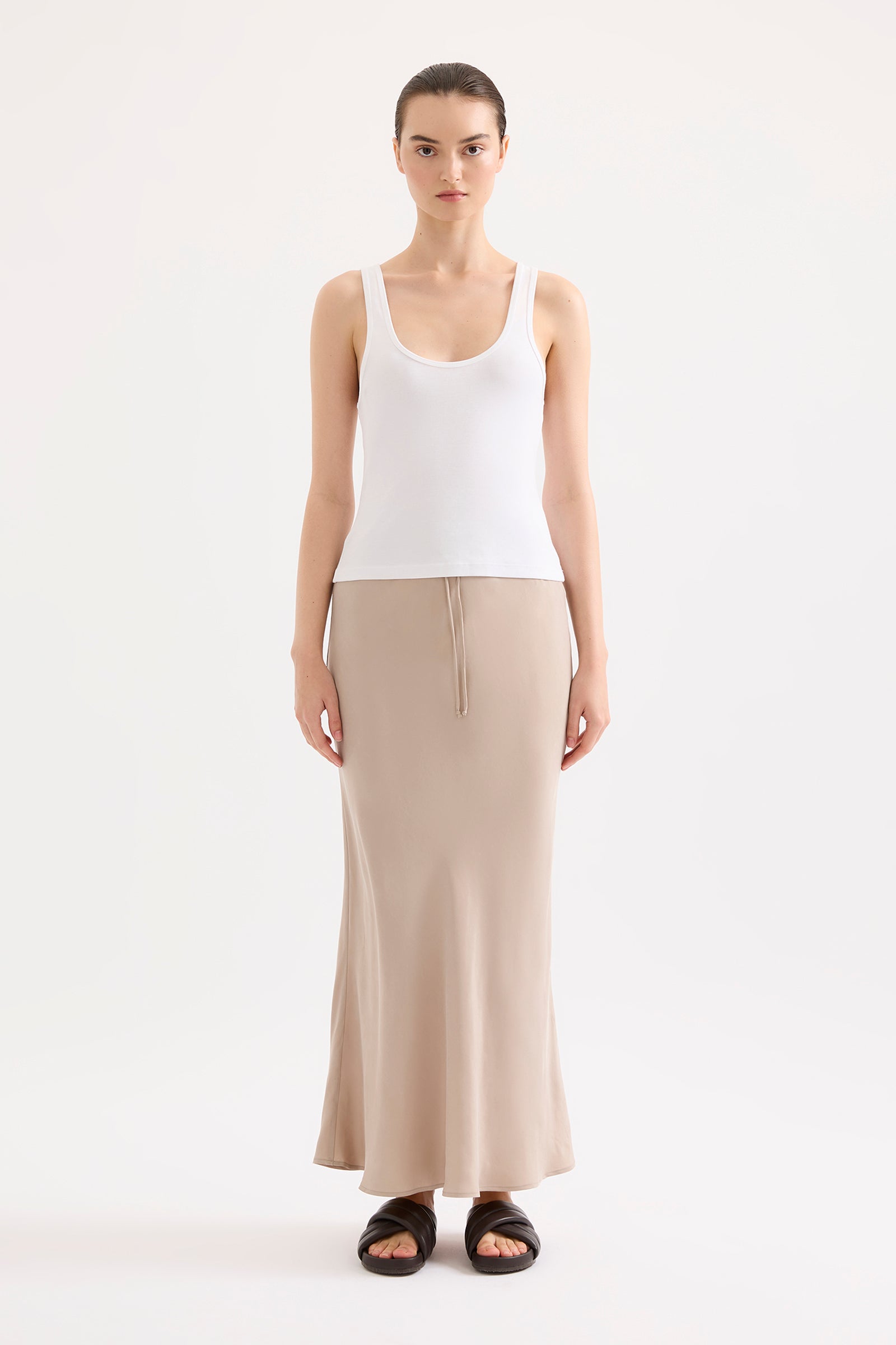 Nikkia Cupro Maxi Skirt Mink 
