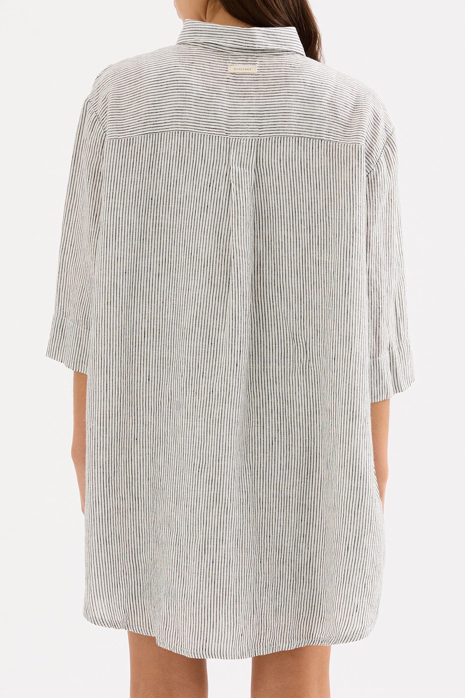 Lounge Stripe Linen Longline Shirt & Short Set 