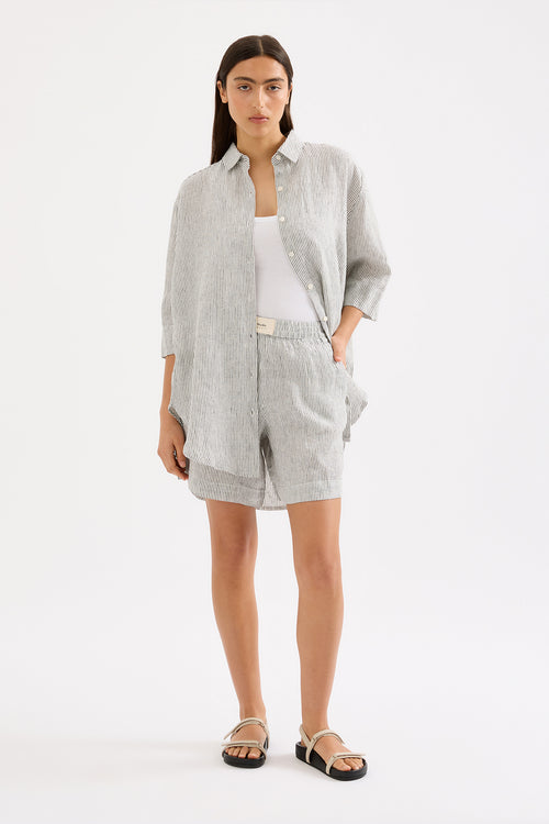 LOUNGE HERITAGE STRIPE LINEN SHORT